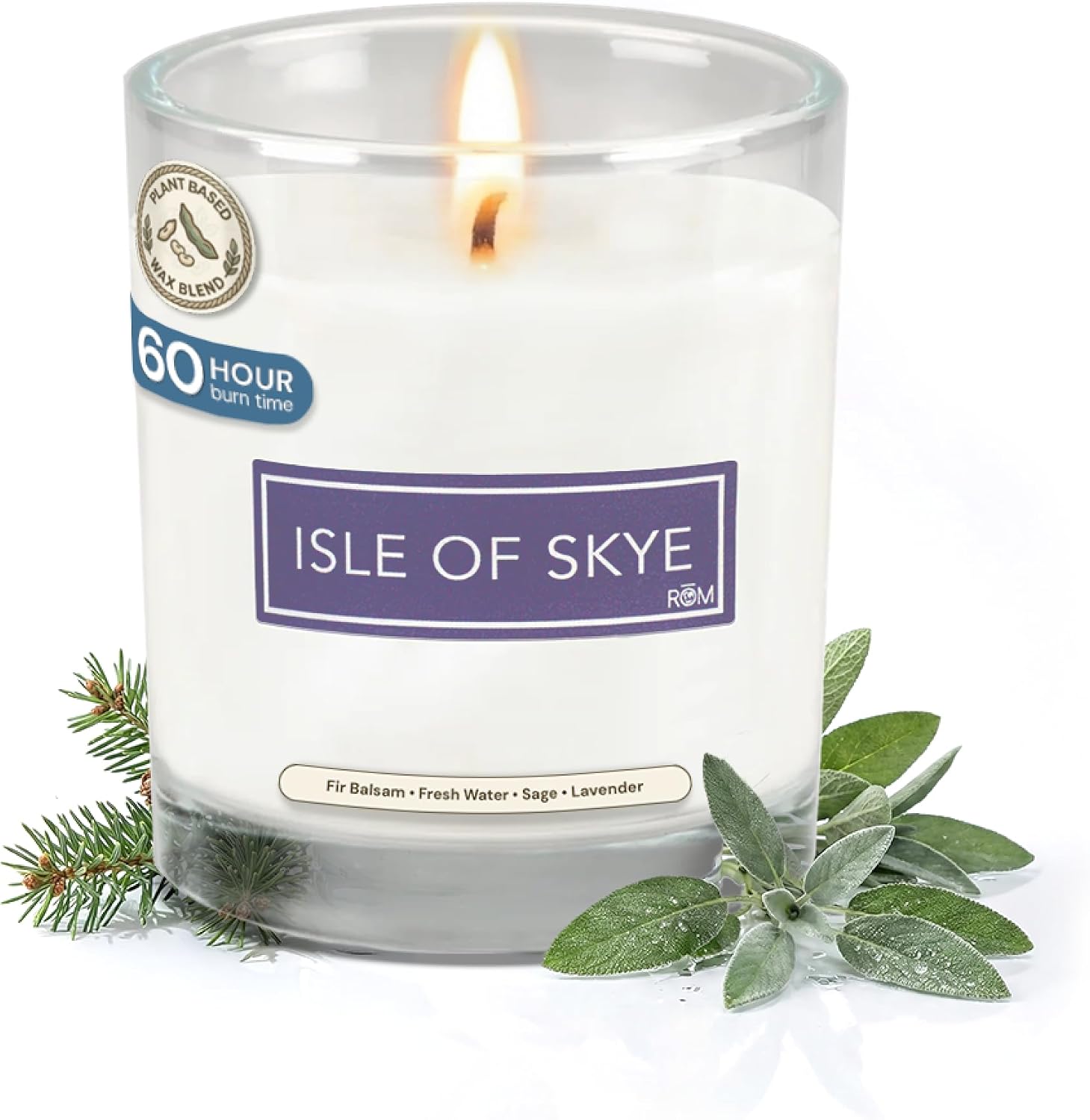 Isle of Skye Luxury Scented Candle – Natural Plant Based Wax, 9oz – Fir Balsam, Sage, White Orchid & Eucalyptus - Long Lasting 60 Hour Burn – Non-Toxic, Hand-Poured in USA for Home