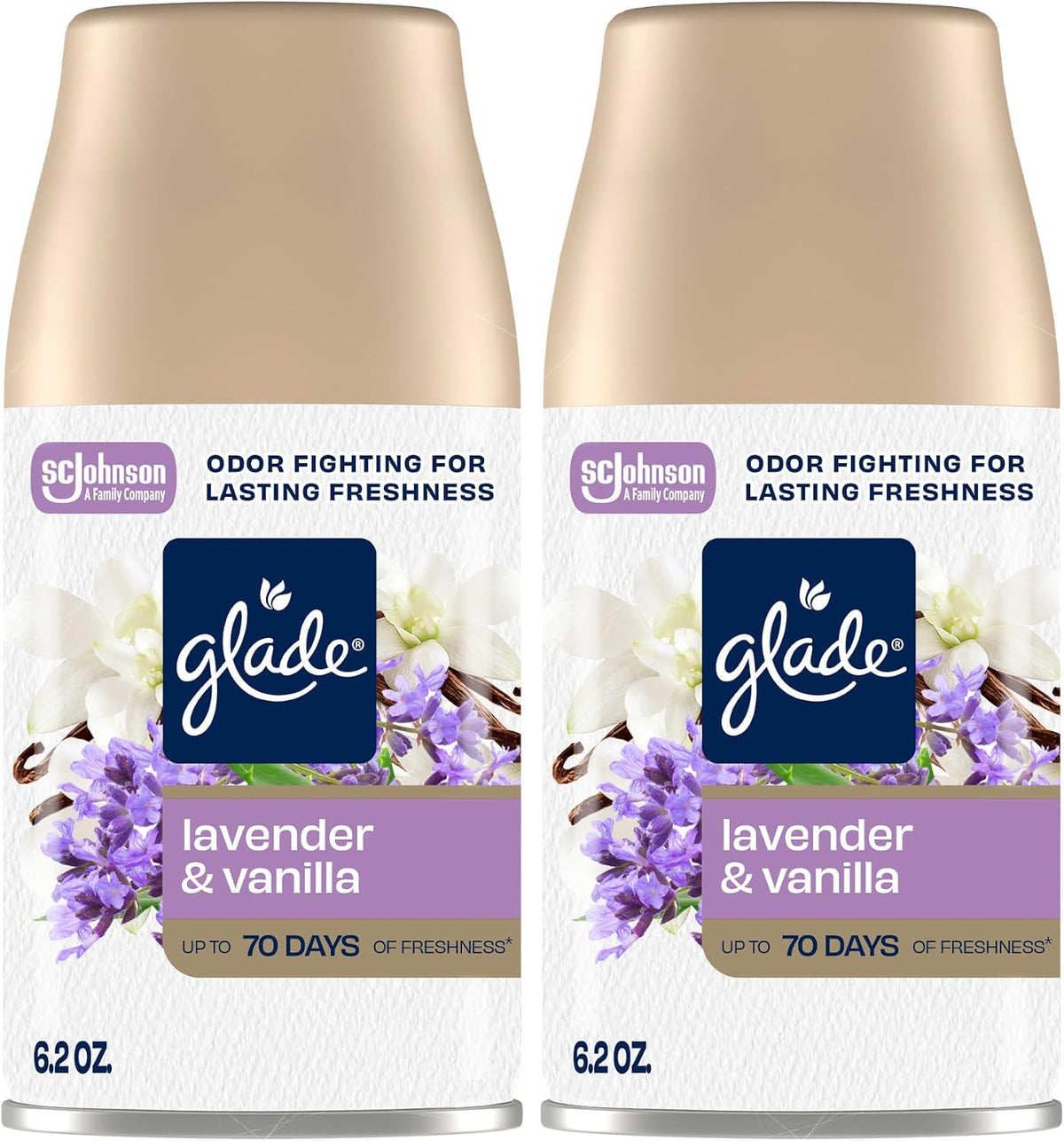 Glade Automatic Spray Refill, Air Freshener for Home and Bathroom, Lavender &amp; Vanilla, 6.2 Oz, 2 Count