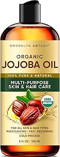 Brooklyn Botany Cold-Pressed Organic Jojoba Oil | for Skin, Hair and Face | 8 Fl Oz | 100% Pure and Natural | Carrier Oil for Essential Oils, Aromatherapy and Massage | Hexane Free