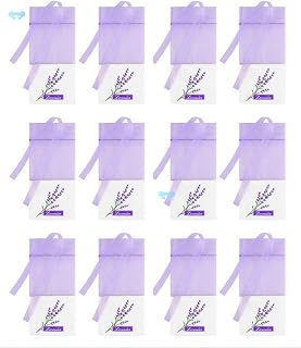 Lavender Sachet Bags Empty - 12 Pack Refillable Organza Drawstring Pouches for Herbs, Spices, DIY Crafts | Floral Design, Purple (Linen Blend)