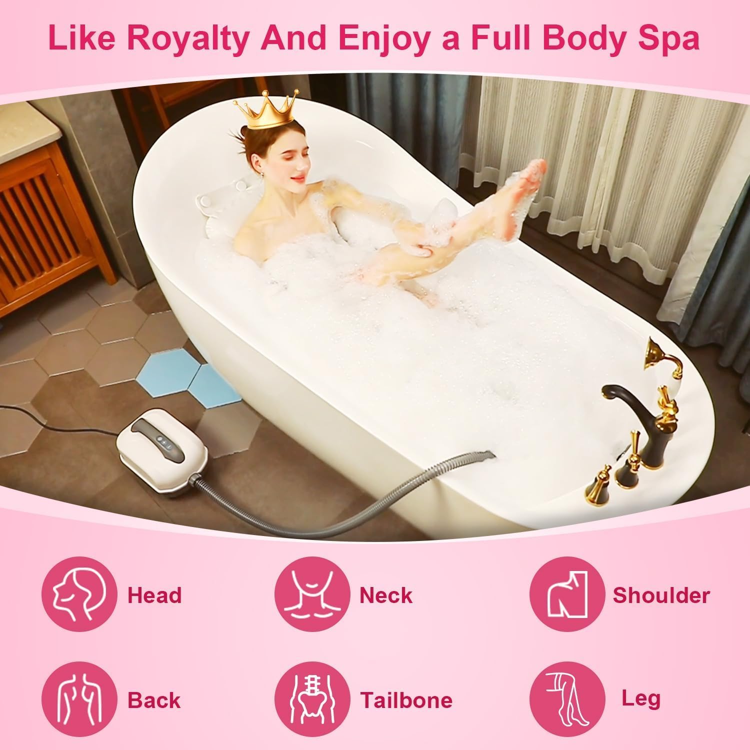 Flgocexs Bubble Bath Mat,Full Body Waterproof Spa Mat for Bathtub, 6-Speed Bubbles, Remote Control & Non-Slip Suction Cups for Home Relaxation Green