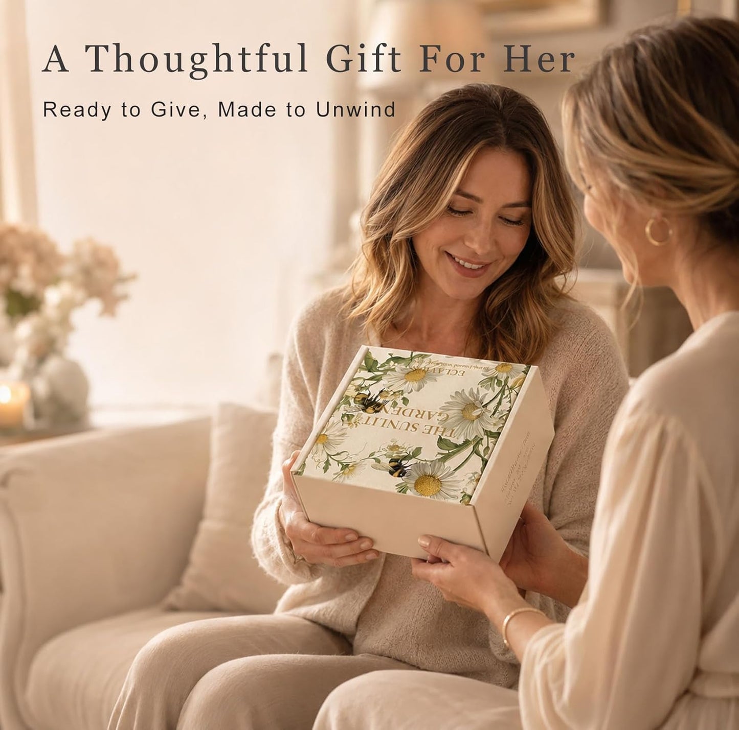 Scented Candles Gift Set for Women, 4 Pack Soy Candles for Home with Unique Floral Design, Relaxing Aromatherapy Candles for Birthday, Self Care, Home Decor