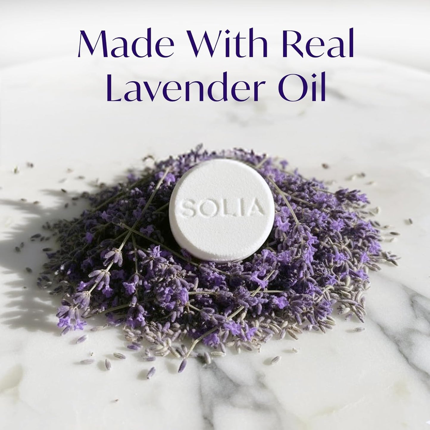 Solia Natural Lavender Shower Steamers - Patent-Pending - Real Essential Oil Lavender Tablets, Spa Steamers Aromatherapy, 15-Pack