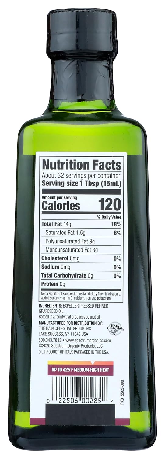 Spectrum Naturals Refined Grapeseed Oil, 16 oz.