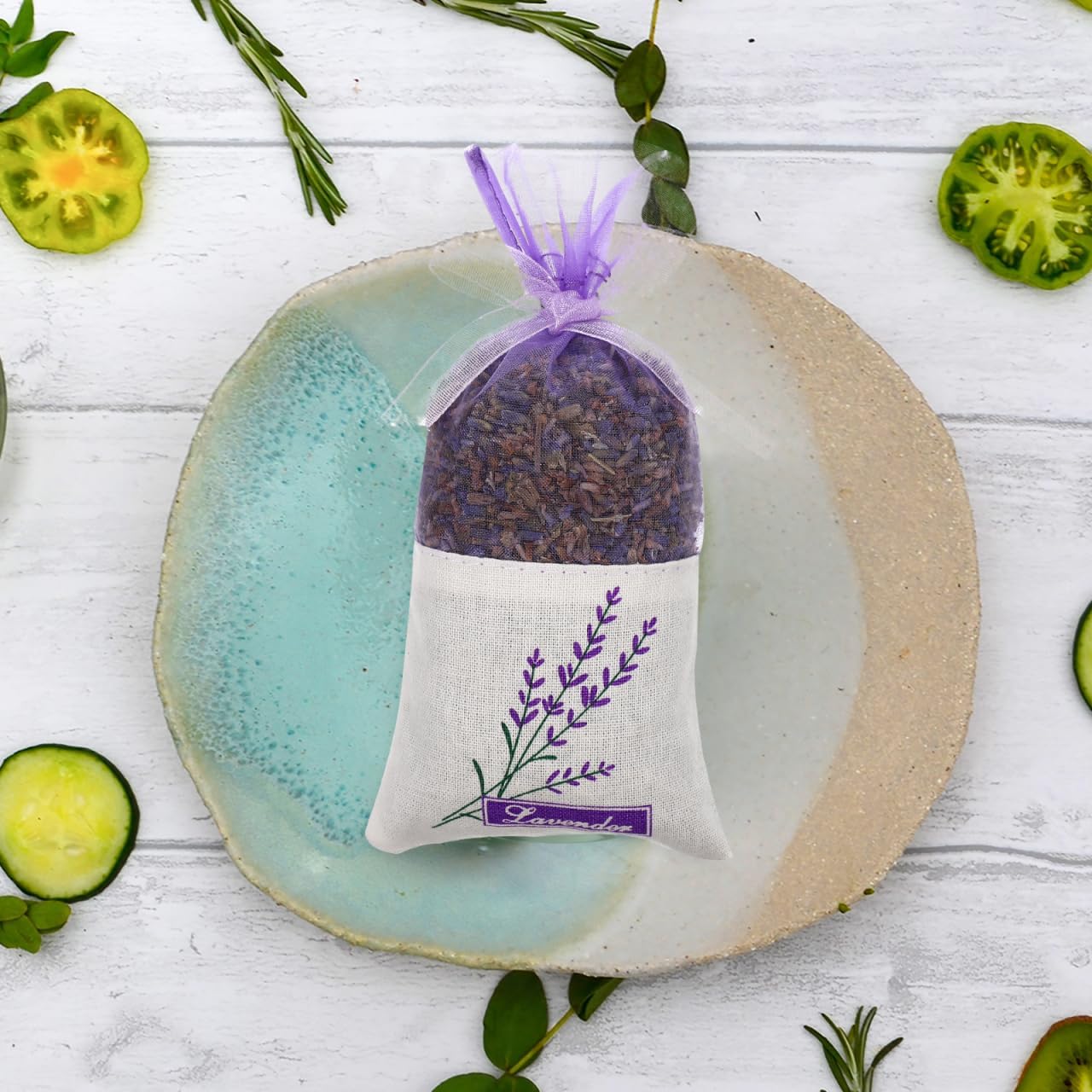 Lavender Sachet Bags: 30Pcs Empty Sachets Bag, Flower Printing Fragrance Gauze Pouches for Buds Lagerung