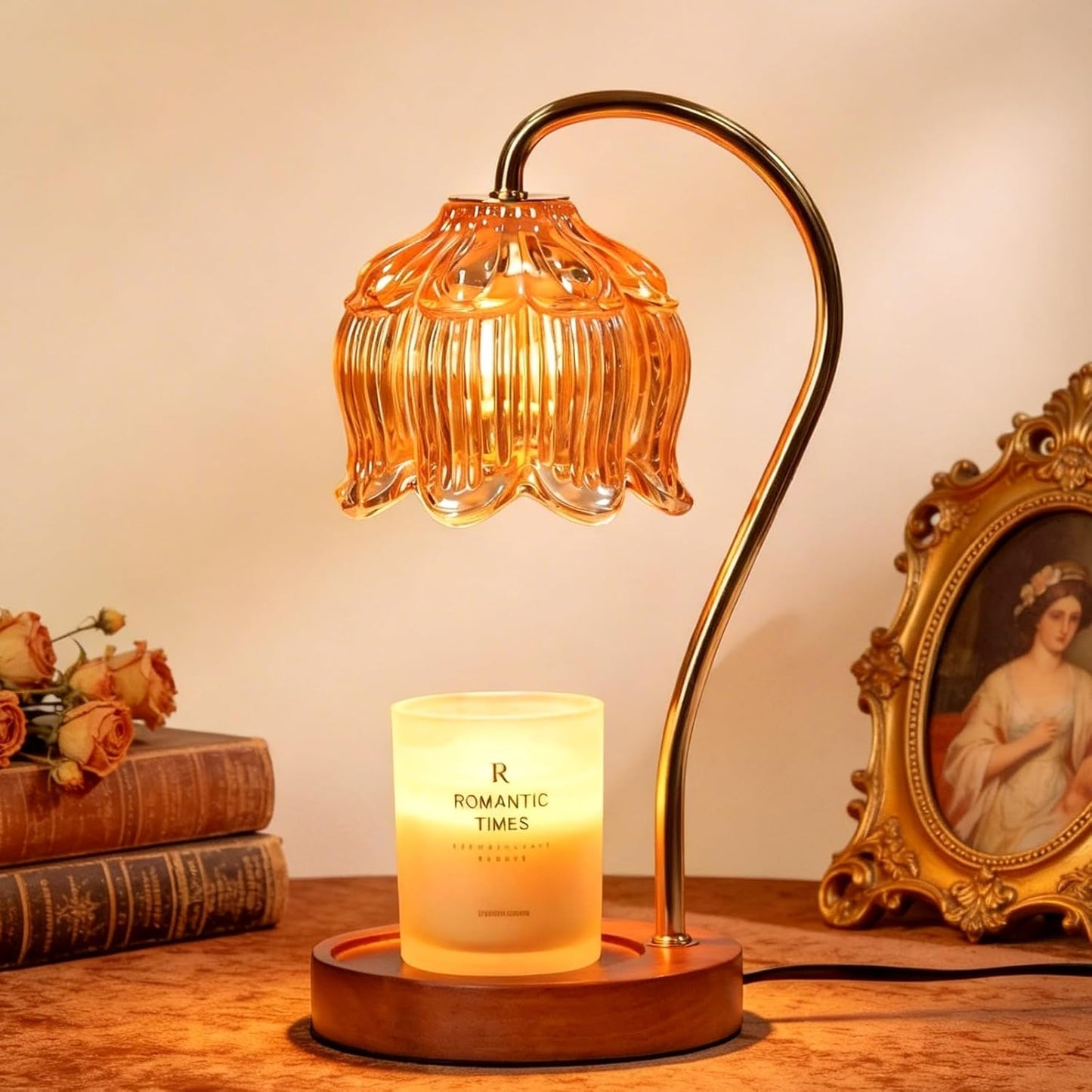 Funistree Flower Candle Warmer Lamp with Timer, Dimmable Candle Lamp Warmer, Mothers Day Birthday Gifts for Women Her Mom, House Warming for New Home Decor, Lotus Wax Warmer for Yankee Candles
