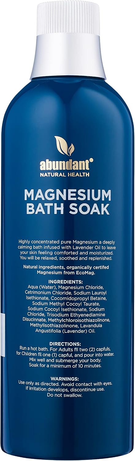 Abundant Natural Health Ocean Magnesium Bath Soak, Lavender, 500mL | Infused with Lavender Oil, Hydrate, Soothe and Moisturize Skin, Relax and Replenish Muscles