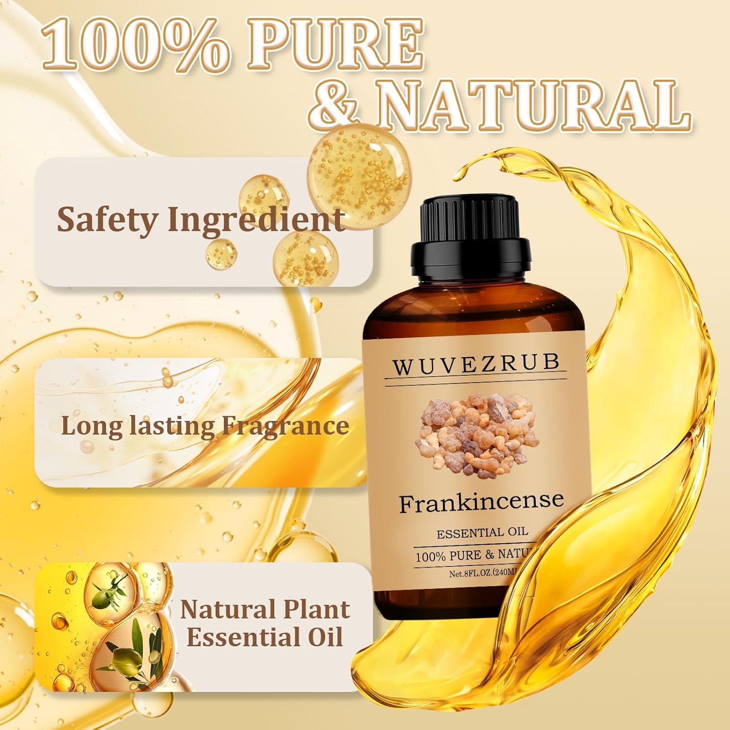 Frankincense Essential Oil 240ML - 100% Pure and Natural Oils for Aromatherapy Diffuser - 8 Fl Oz/Frankincense
