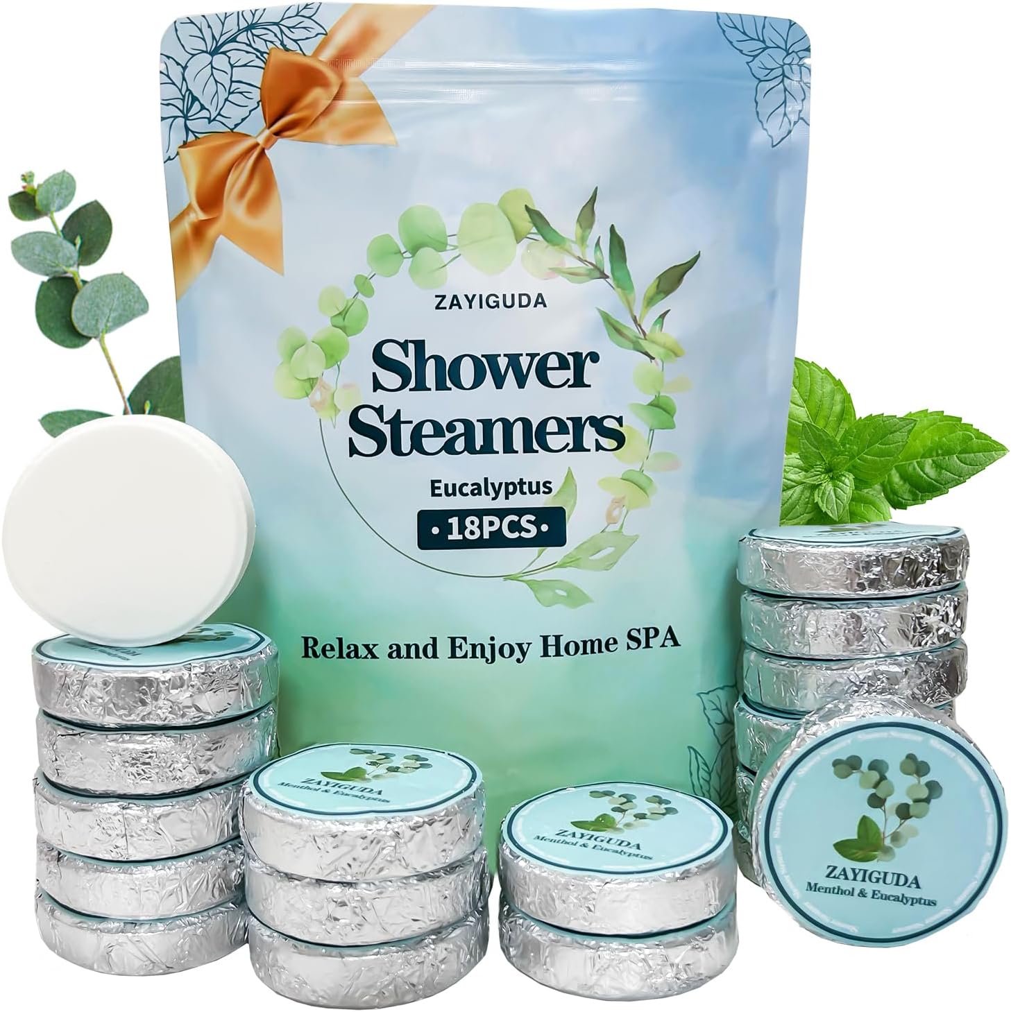 Shower Steamers Aromatherapy 18 Pack, Menthol & Eucalyptus Shower Bombs with Natural Essential Oils, Birthday Gifts for Women Men, Teacher Appreciation Gifts for Wife