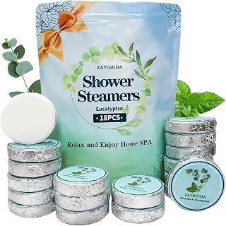 Shower Steamers Aromatherapy 18 Pack, Menthol & Eucalyptus Shower Bombs with Natural Essential Oils, Birthday Gifts for Women Men, Teacher Appreciation Gifts for Wife