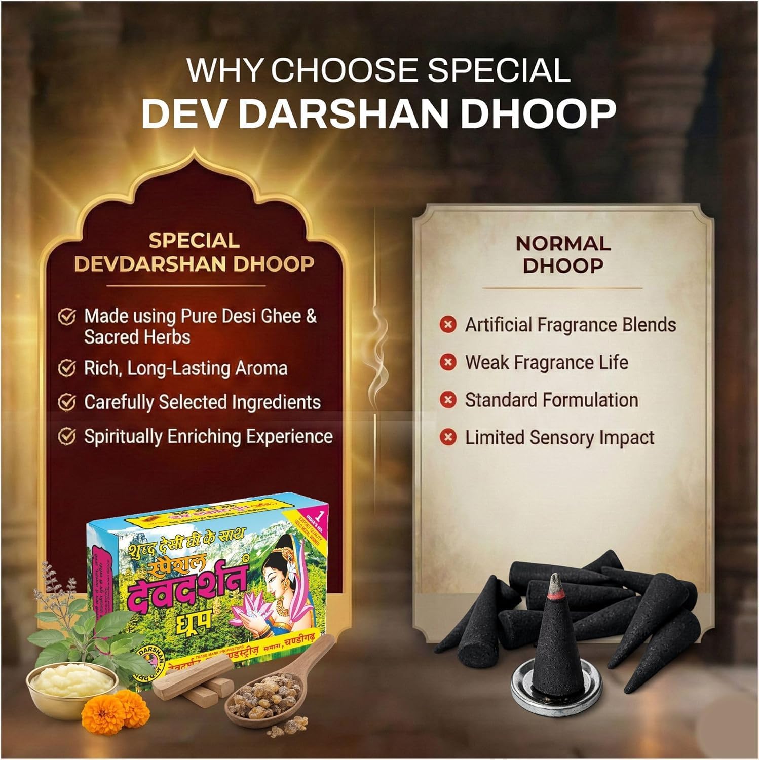 Export Quality Special Wet Dhoop Sticks (40 Count, Pack of 2) | Premium Natural & Non-Toxic Incense for Puja, Meditation & Havan | Long-Lasting Fragrance | Traditional Aromatic Dhoop Sticks.
