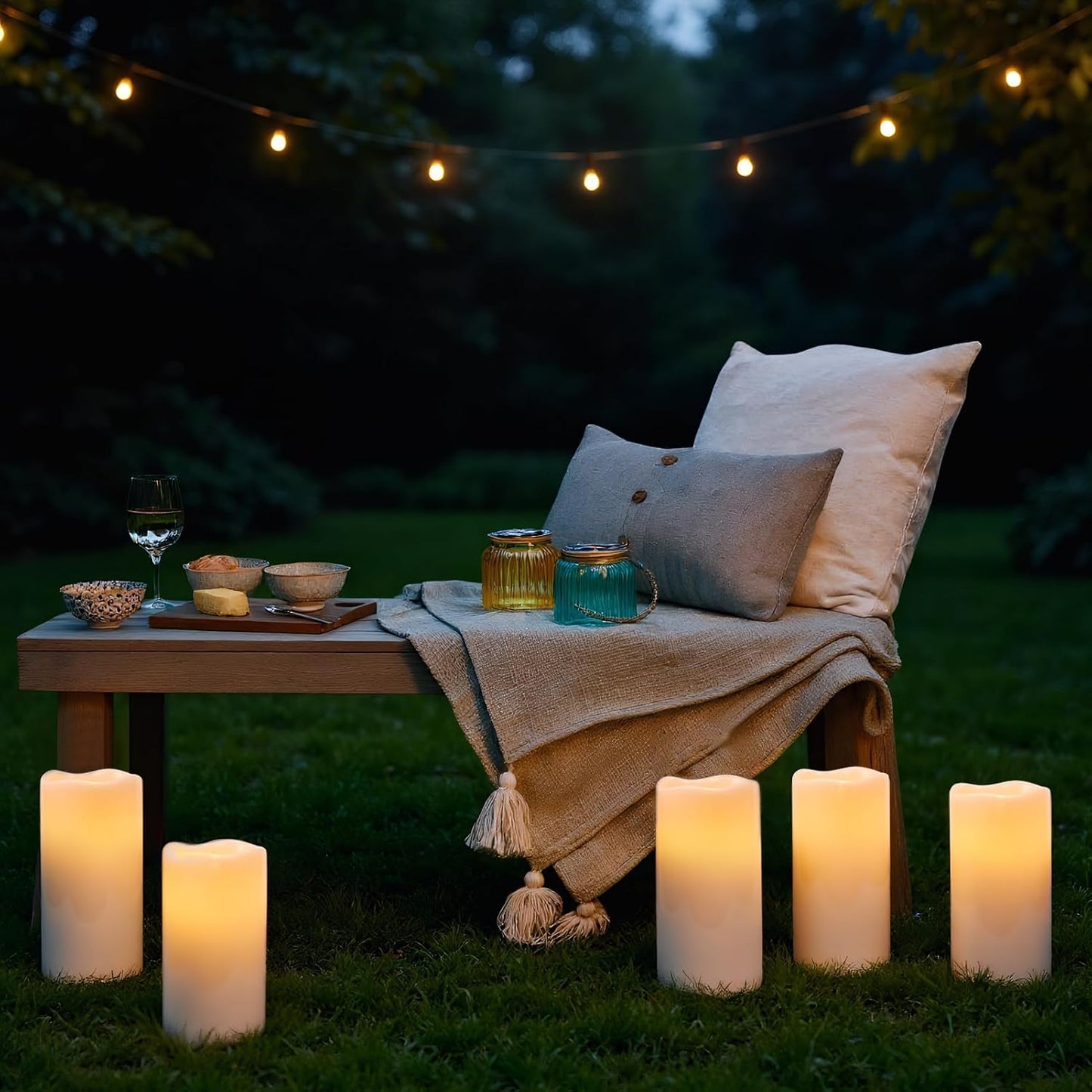 Outdoor Candles Waterproof, 8” x 4” Large Battery Operated Candles with Remote Timer, Pillar Flameless Outdoor Candle Flickering for Lartern Porch Patio Gardern Decor(Set of 2)