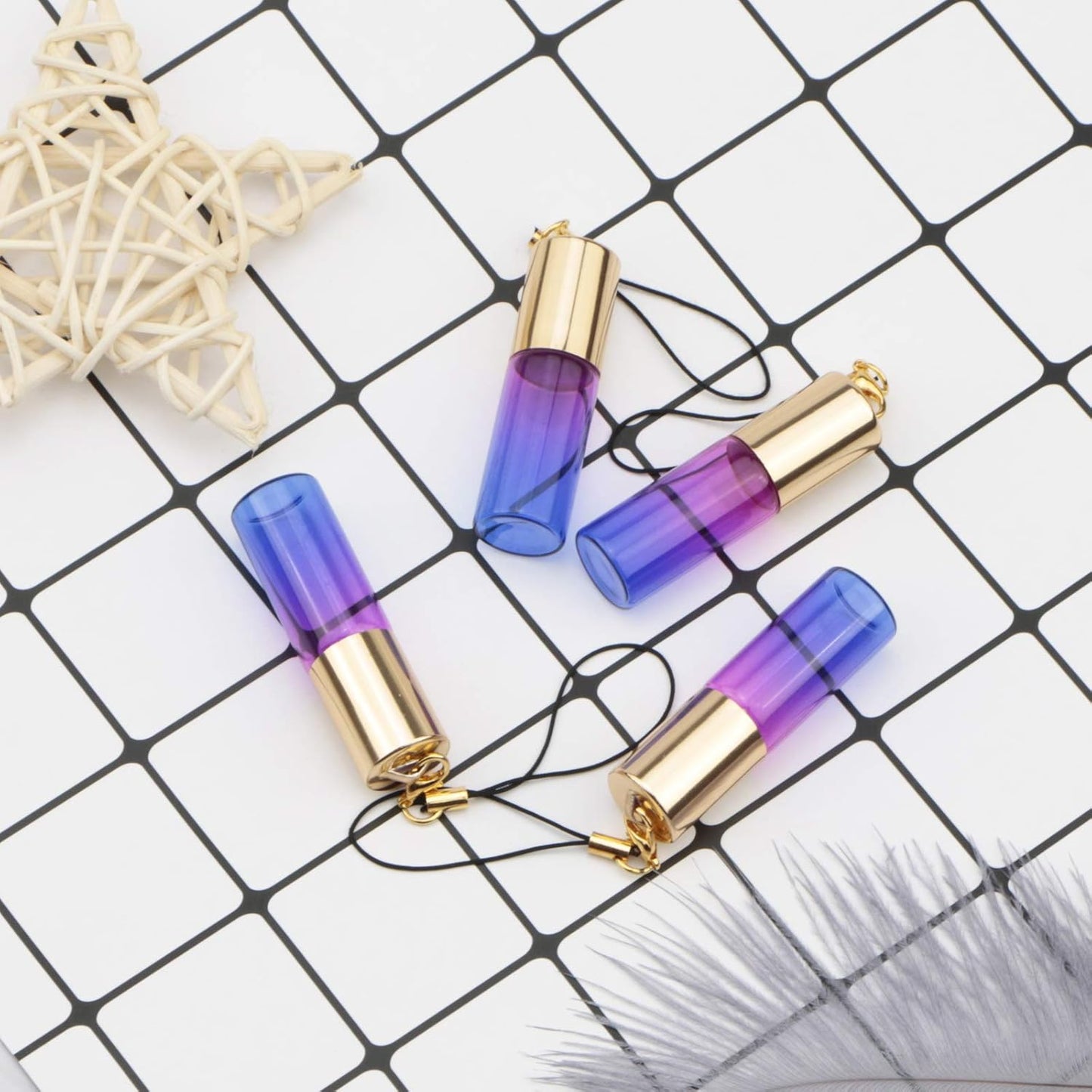 Kesell 15pcs 5ml Glass Roller Bottles Roll on Bottle Stainless Ball Gradient Color for Essential Oils, Aromatherapy Blends, Perfumes