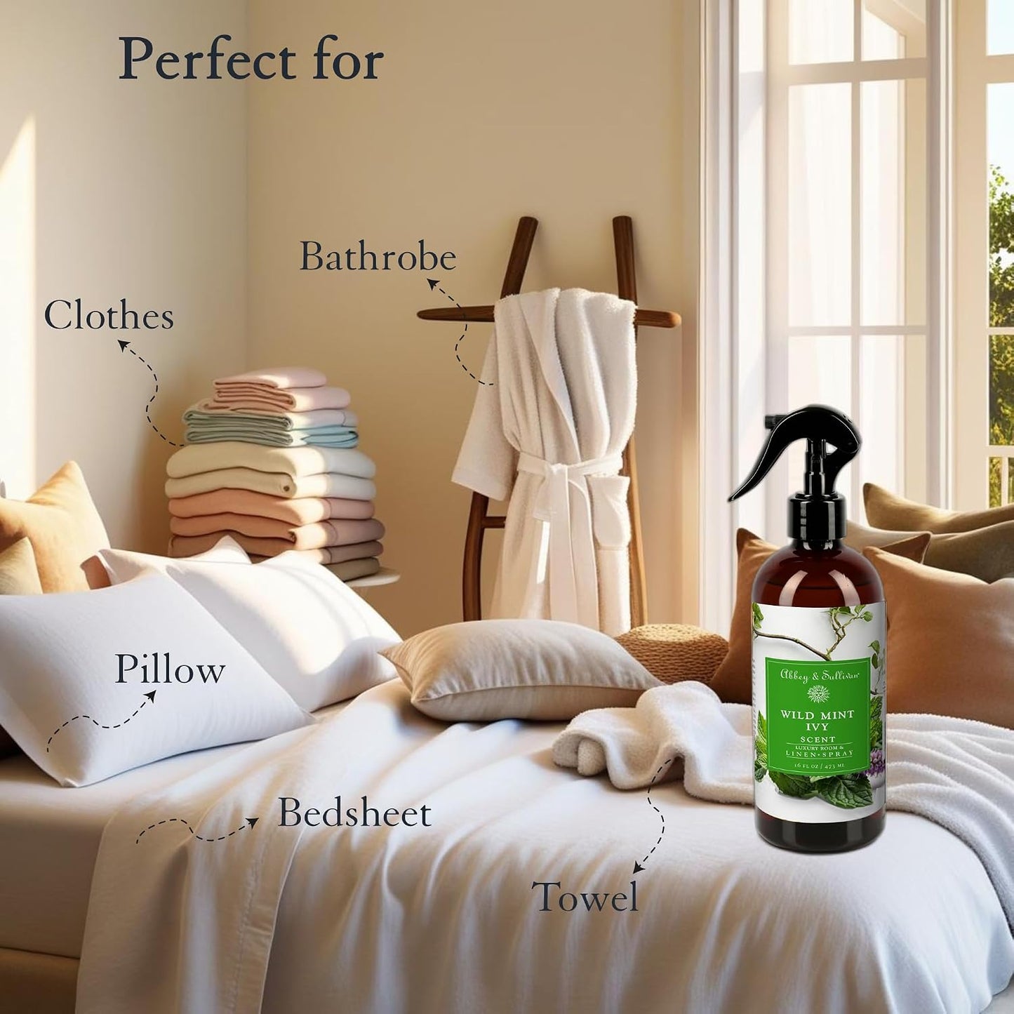 Abbey & Sullivan Linen Spray, Wild Mint Ivy, 16 oz
