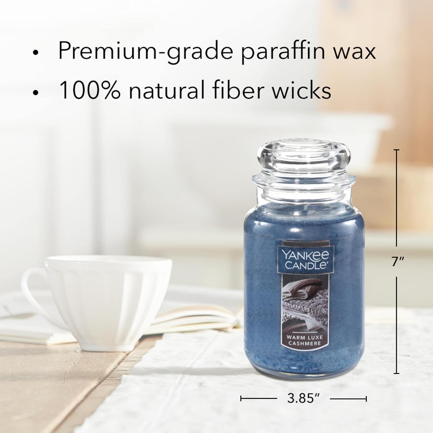 Yankee Candle Warm Luxe Cashmere Scented Classic 22oz Large Jar Single Wick Aromatherapy Candle Over 110 Hours of Burn Time Quality Paraffin Grade Wax Hand Straightened Wick
