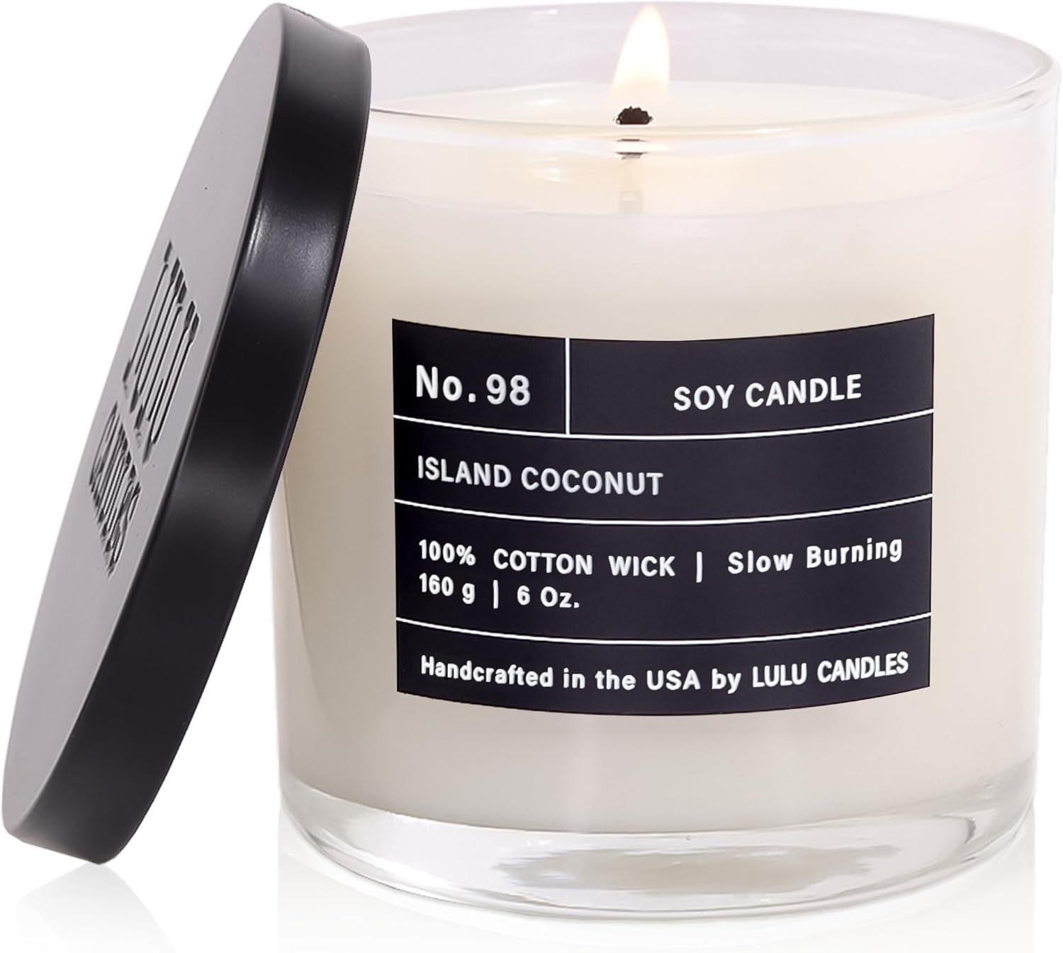 Lulu Candles | Island Coconut | Luxury Scented Soy Jar Candle | Hand Poured in The USA | Highly Scented & Long Lasting (6 Oz.)