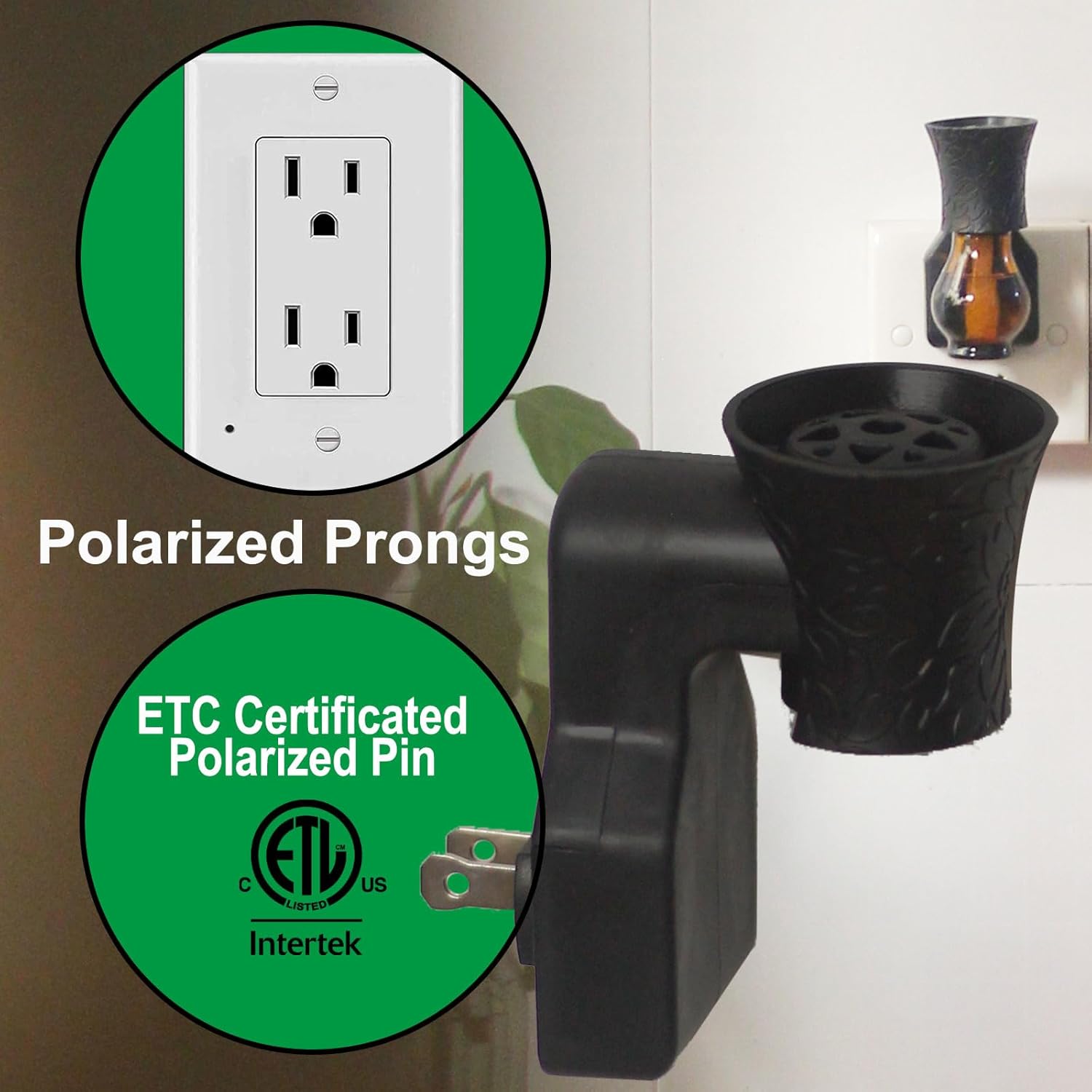 4 Sets Blank Plug-in Air Freshener Polarized Wall Plug Oil Diffuser for DIY Characteristic Home Scent from Natural Essential Oil, EO+Water, Fragrance Refill (Black)