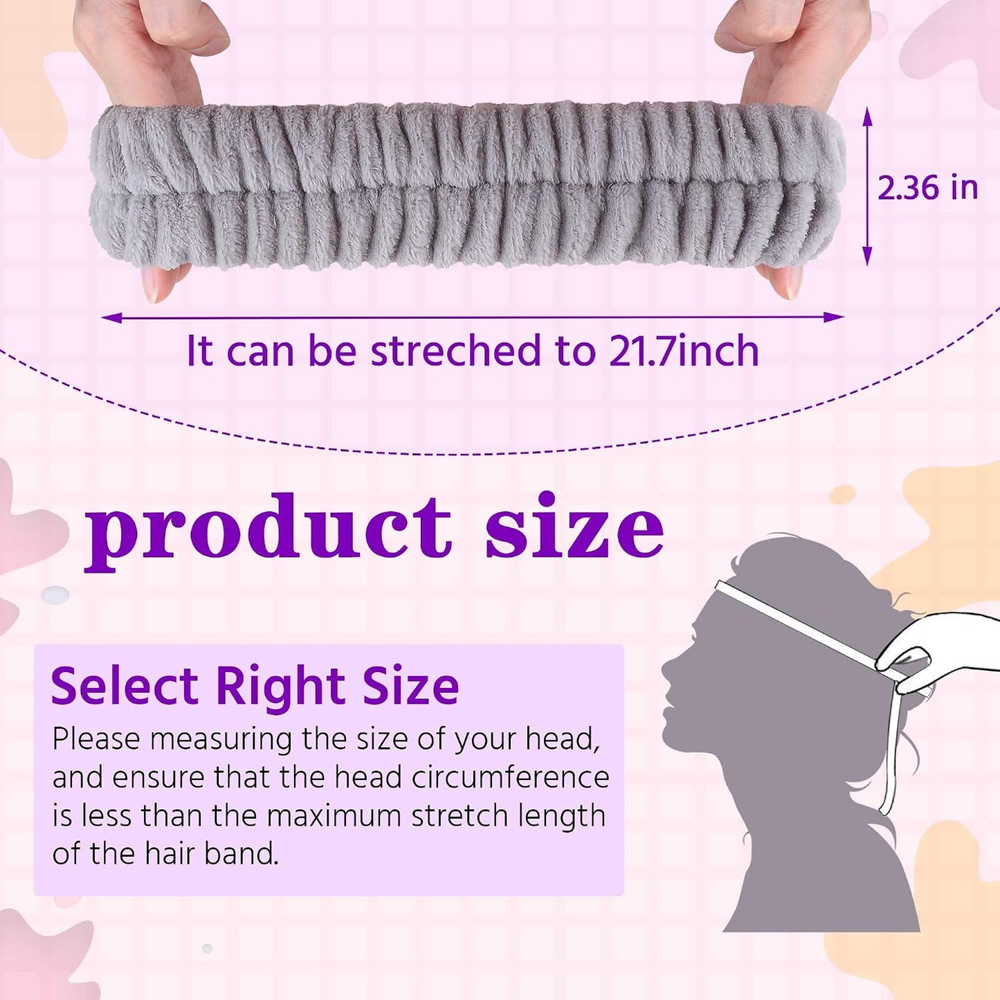 YGQQOY Spa Headband, Makeup Headband for Washing Face, Skincare Headbands for Girls Women, Soft Facial Makeup Head Band,Chrismas Gifts for Teens