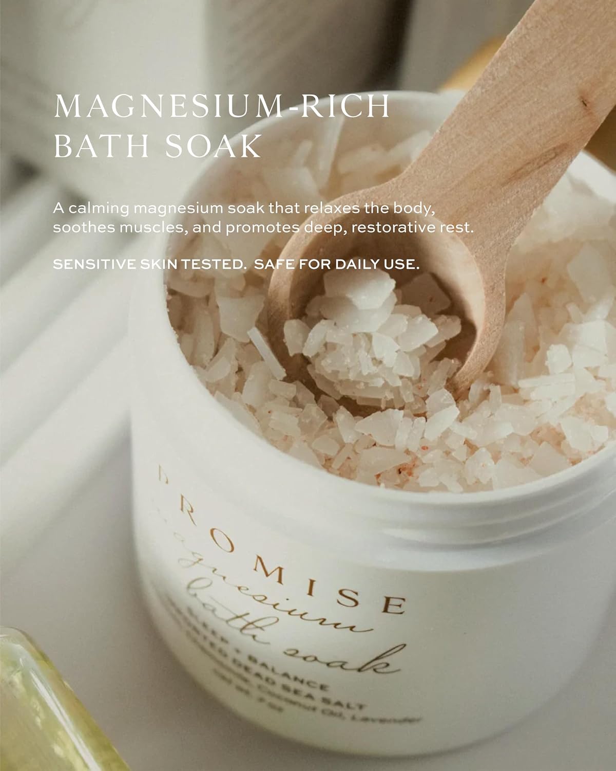 Promise Magnesium Bath Salts with Dead Sea Salt, Epsom Salt & Himalayan Salt | Lavender, Coconut & Chamomile Oils | Restorative Soak for Relaxation & Recovery | 6 Oz