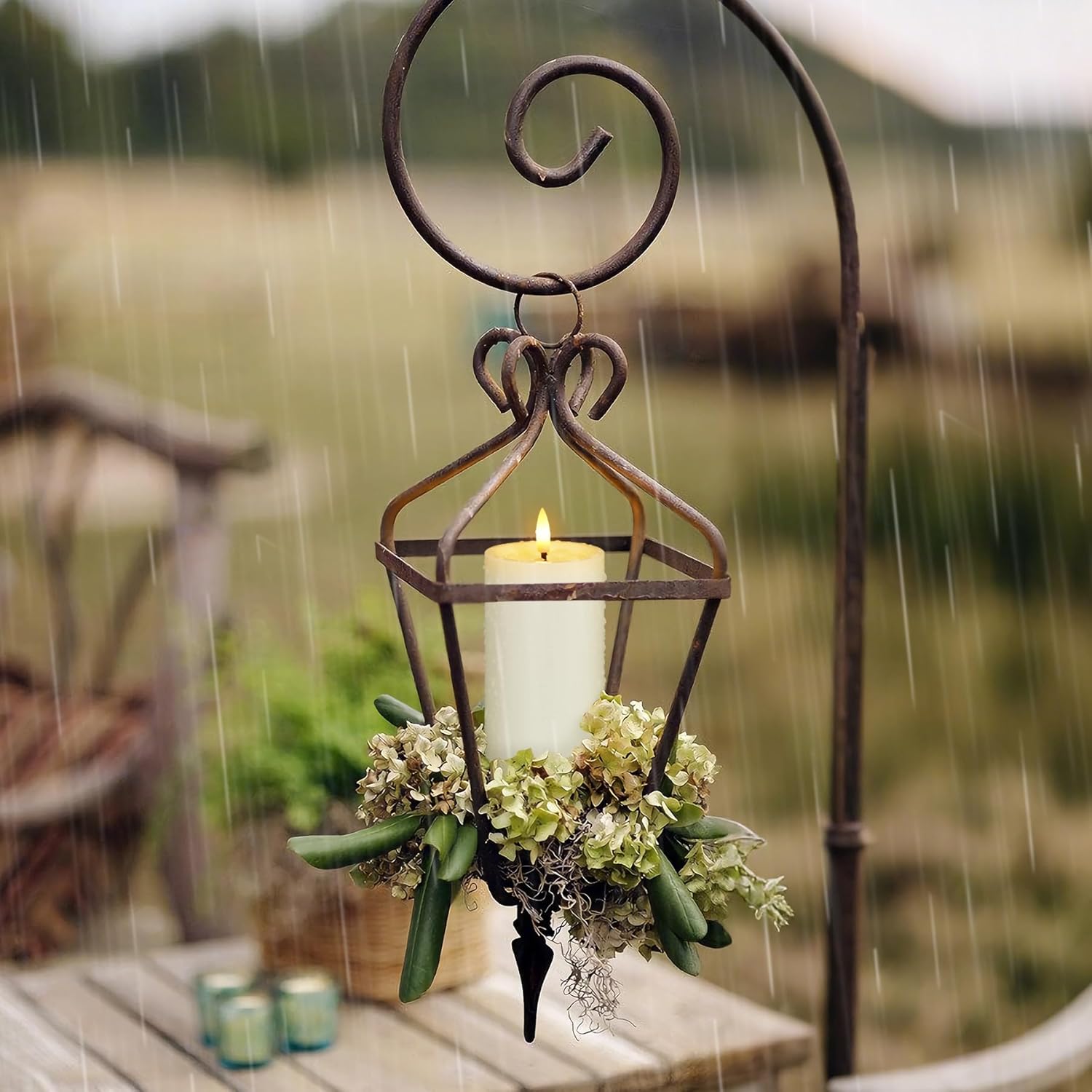 Yeelida Outdoor 4pcs Flameless Waterproof Candles with Handy Remote Control, Cycle Timer Battery Operated Candle Grease Effect LED Flickering Pillar Plastic Long Lasting (Ivory, 3" x4" 5" 6" 7")