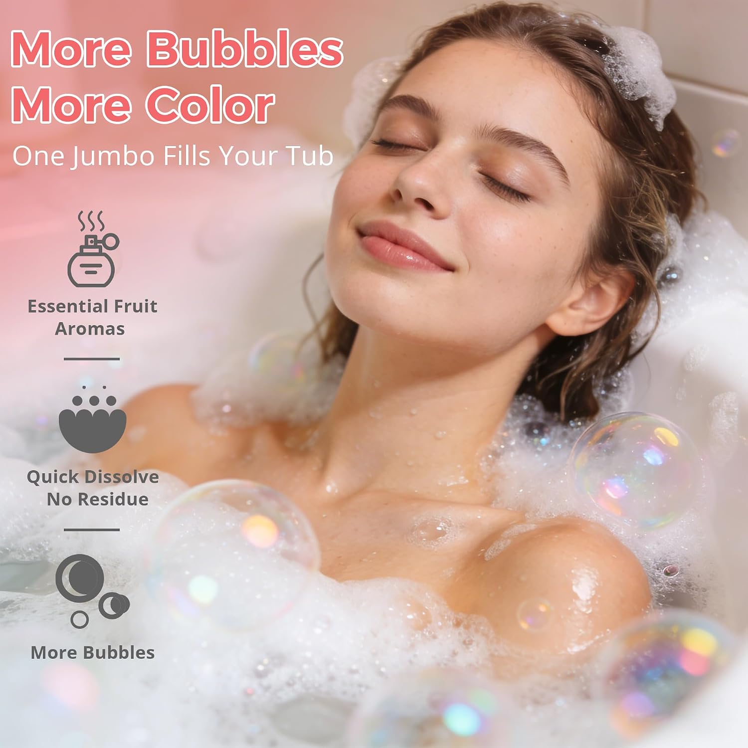 Extra Large 7 oz Bath Bombs for Women, 6 Jumbo Fizzies | 6 Fruit-Scented Jumbo 7 oz Bath Bombs, Colorful Swirls, Spa Self-Care Gift for Mom Wife, Each Includes One Hair Oil Capsule