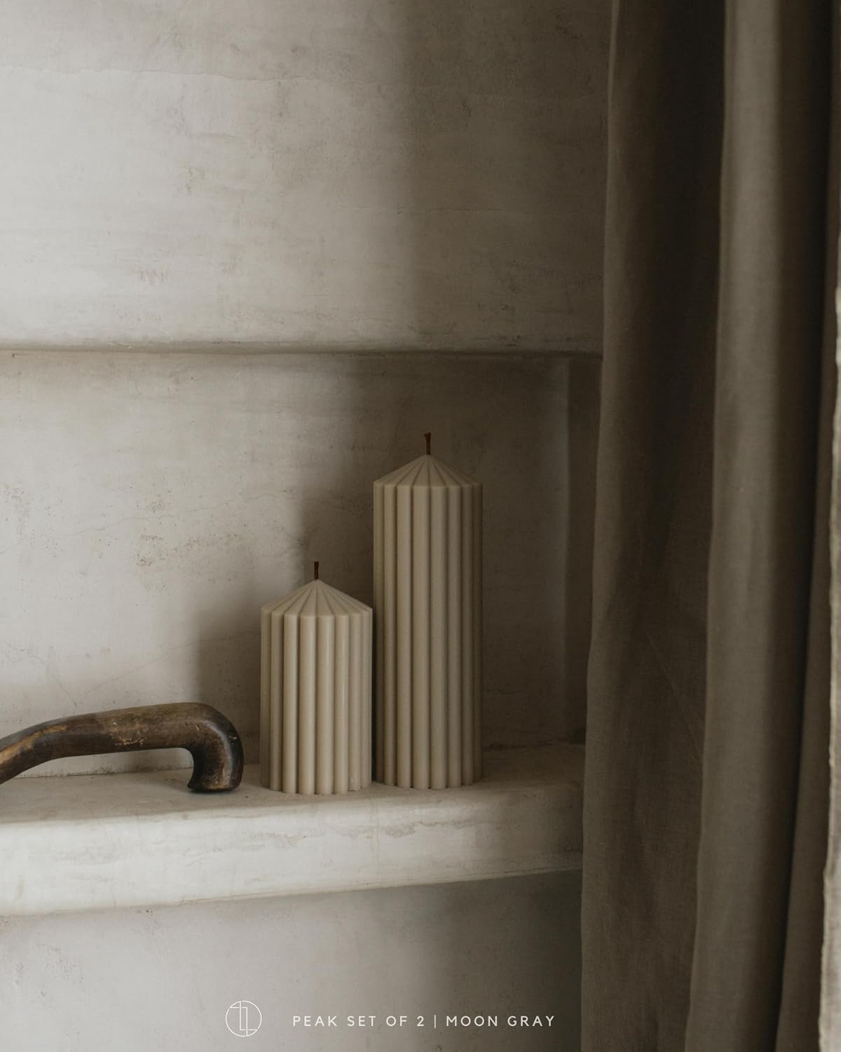 LAWA Ribbed Peak Pillar Candle - Large Beautiful Handmade Pillar Scented Soy Wax Candle Elegant Bubble Aesthetic Candle Housewarming Gift Home Room Shelf Decor Idea Moon Gray (Small)