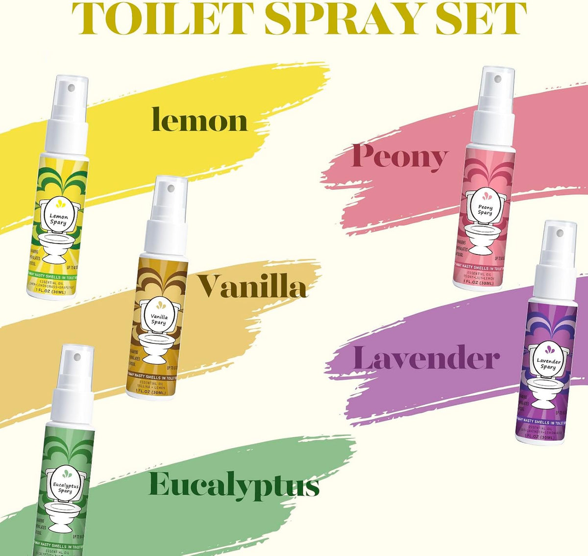 Travel Size Toilet Spray for Poop 5 Pack, Each 30ml