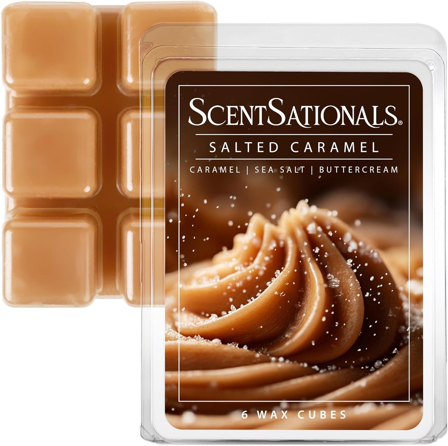 ScentSationals Salted Caramel Scented Wax Melts - Caramel, Sea Salt, & Buttercream, 10oz (24 Cubes)