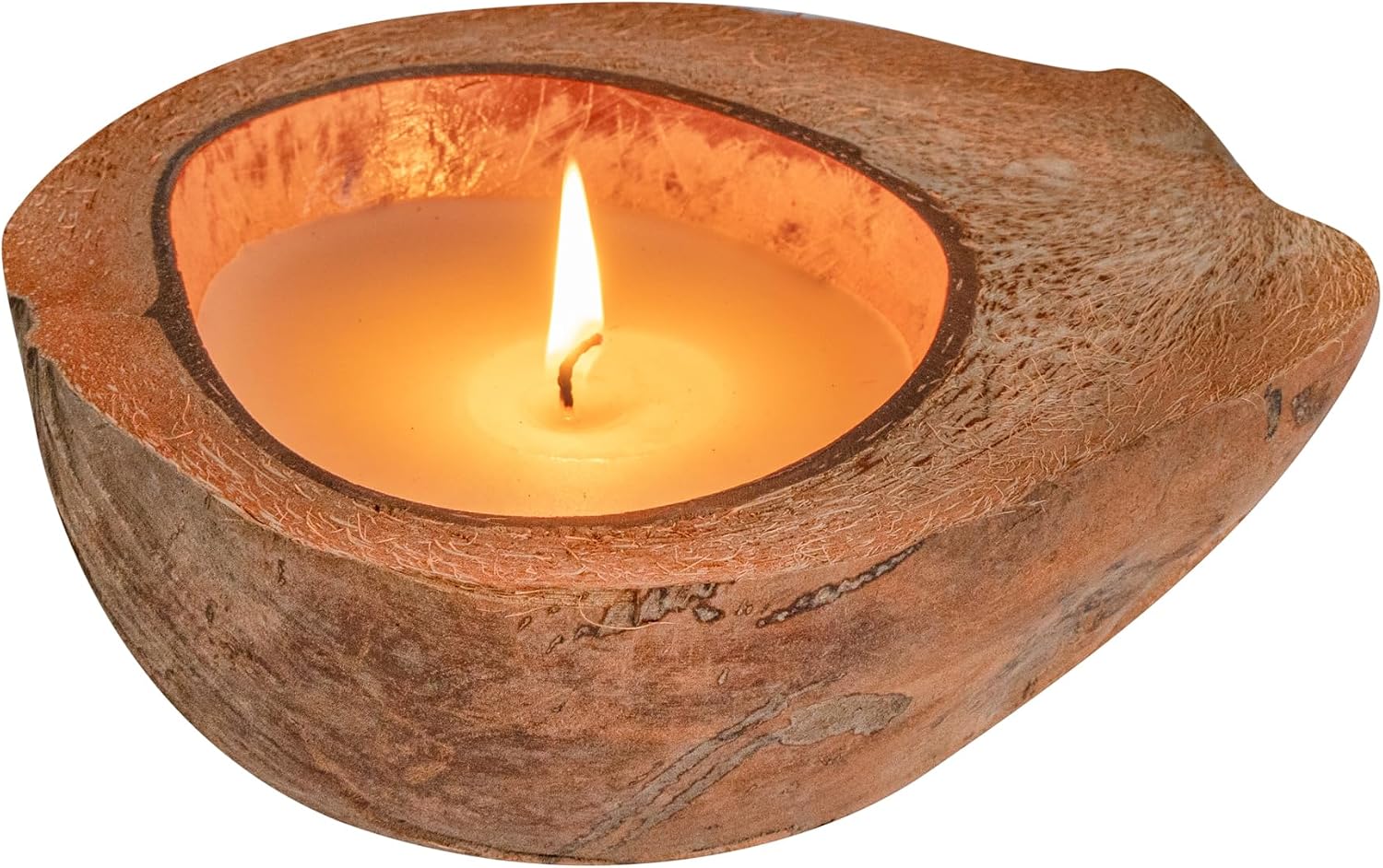 Restaurantware-Coco Casa 6.5 x 2.5 Inch Coconut Shell Candle, 1 Hand Poured Coconut Bowl Candle - Jasmine Fragrance, Double Wax Blend, Soy Wax Scented, Wooden Wick,