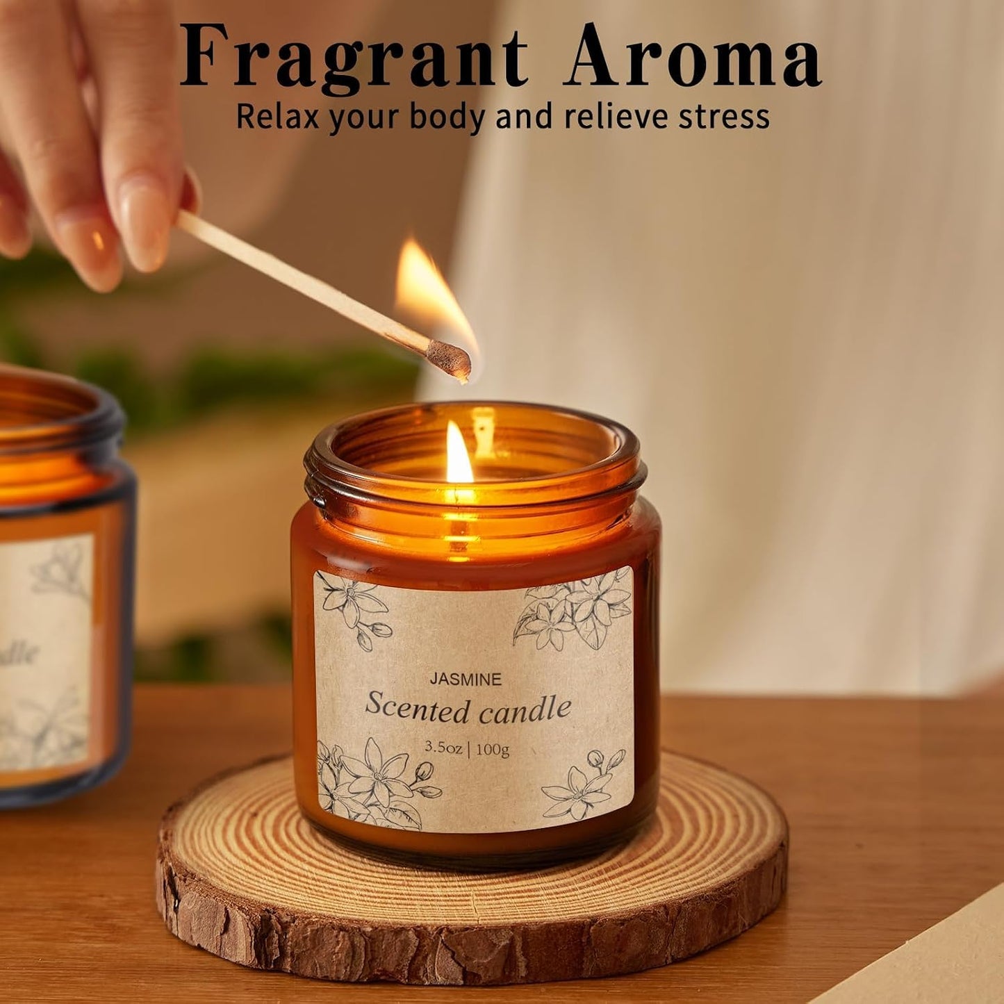4 Packs Candles for Home Scented, Scented Candles Gifts for Women, Natural Soy Wax Amber Jar Candle, Long Lasting Aromatherapy Candle Gift Set for Birthday Valentine's Day Mother's Day