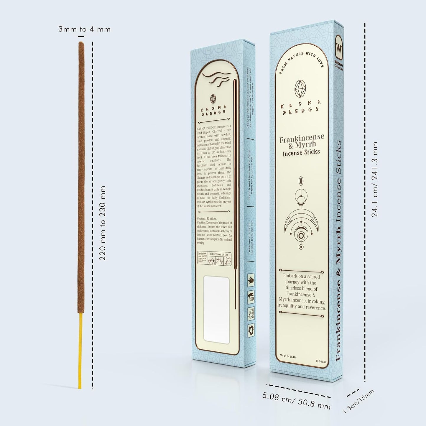 KarmaPledge Frankincense & Myrrh Incense Sticks, Burn Time 45-60 Min, 40 Sticks