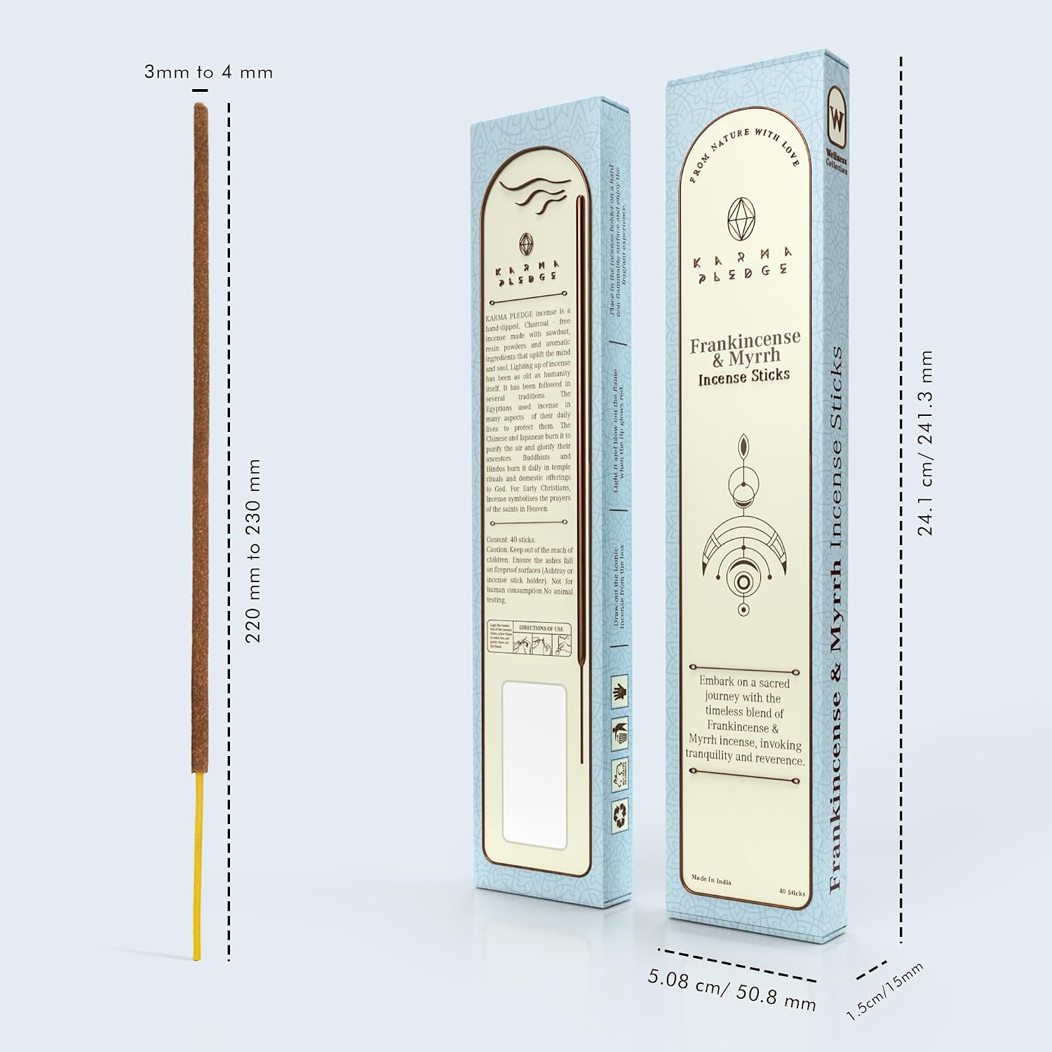 KarmaPledge Frankincense & Myrrh Incense Sticks, Burn Time 45-60 Min, 40 Sticks