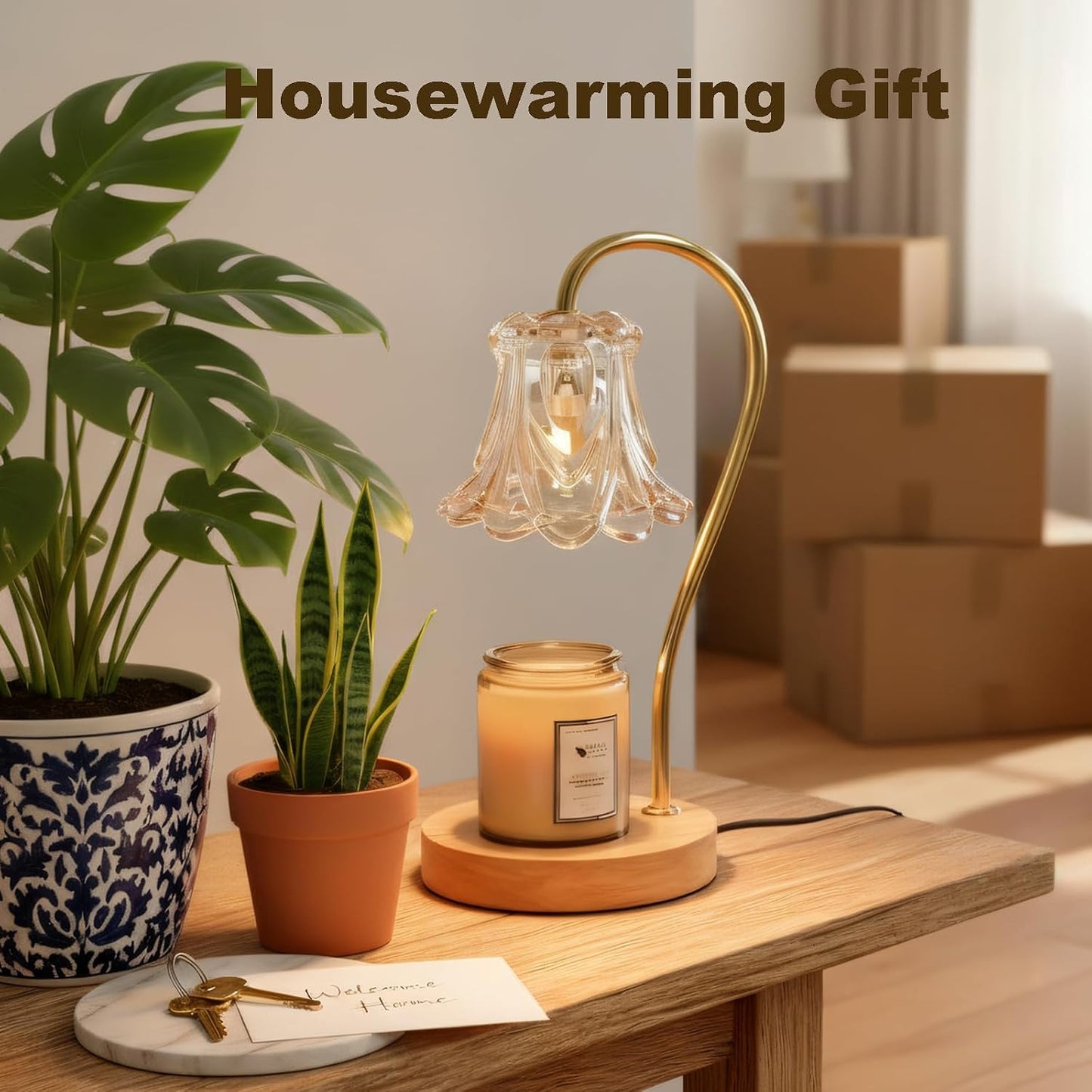 COCOBELA Candle Warmer Lamp with Timer with 2 Bulbs Light Dimmable Electric Candle Melt Lamp Flower Shape for Small & Large Jars, Elegant Home Decor Housewarming Birthday Xmas Gifts
