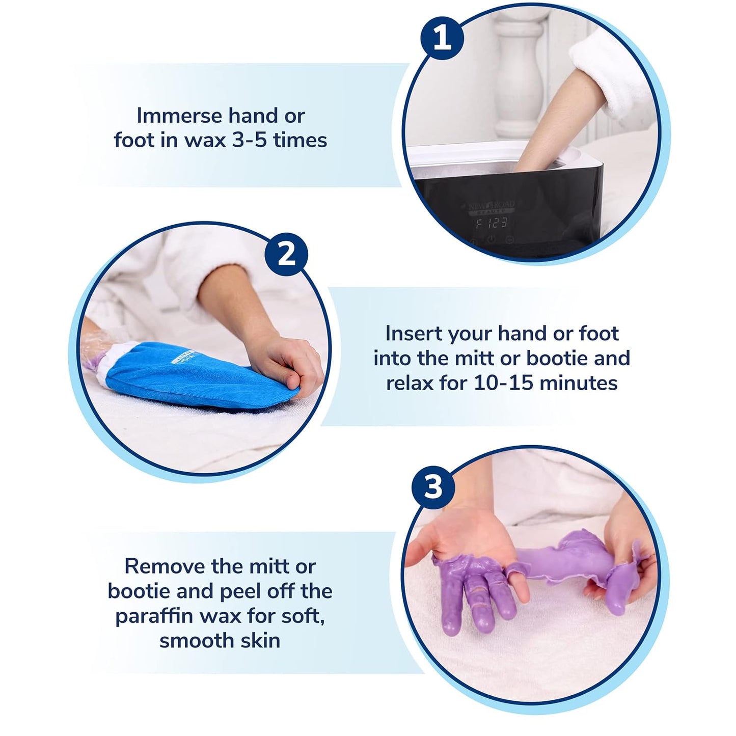 Paraffin Wax Mitts for Hand and Foot, Thick Heat Therapy Insulated Terry Cloth for Paraffin Treatments, Use for Pedicure Foot Spa - Blue