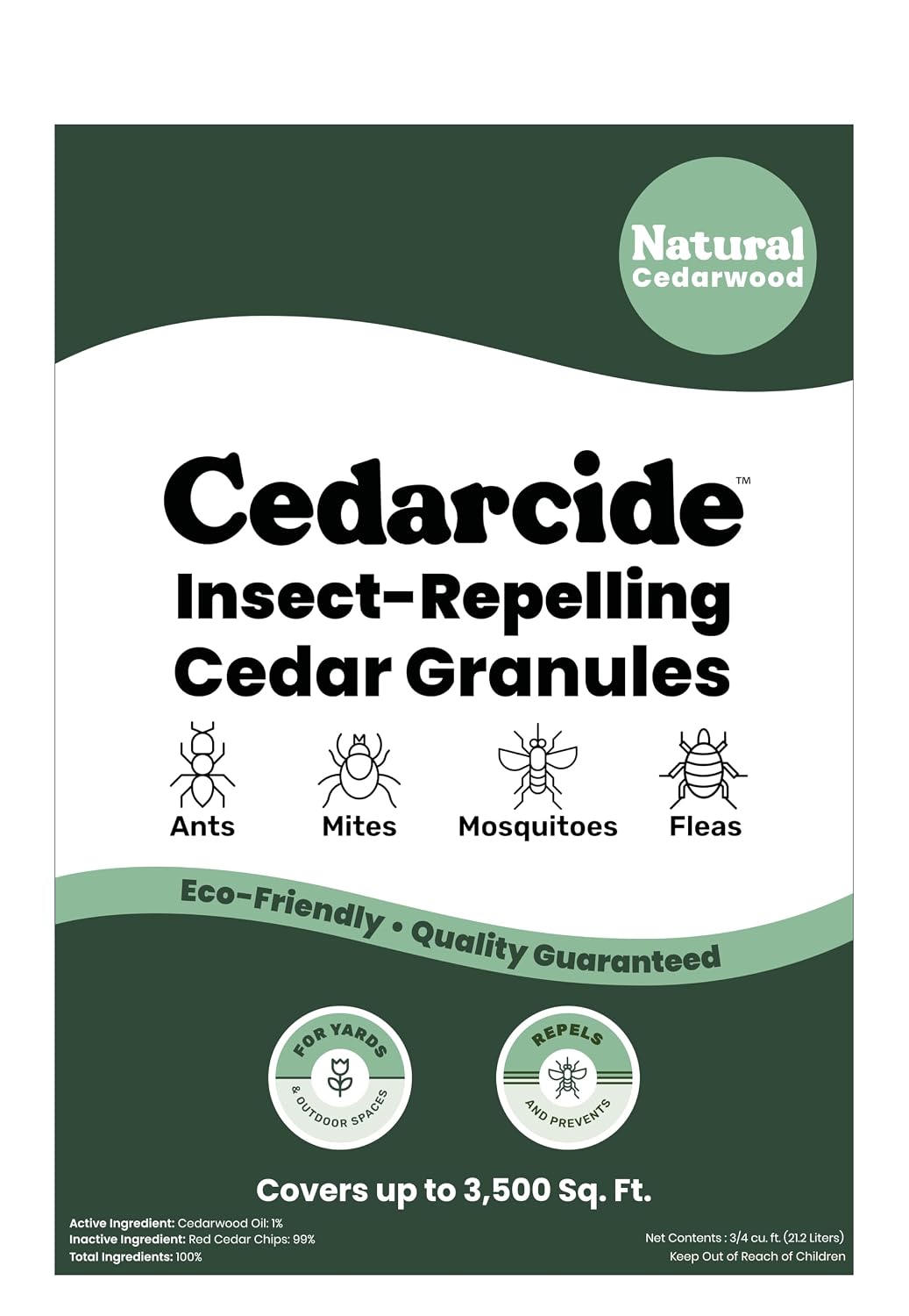 Cedarcide Original Cedar Granules – Cedar Chips for Home & Garden | Repels Ants, Aphids, Spiders, Mosquitos | Smells Great & Easy to Use | 1 Bag (8 lbs)