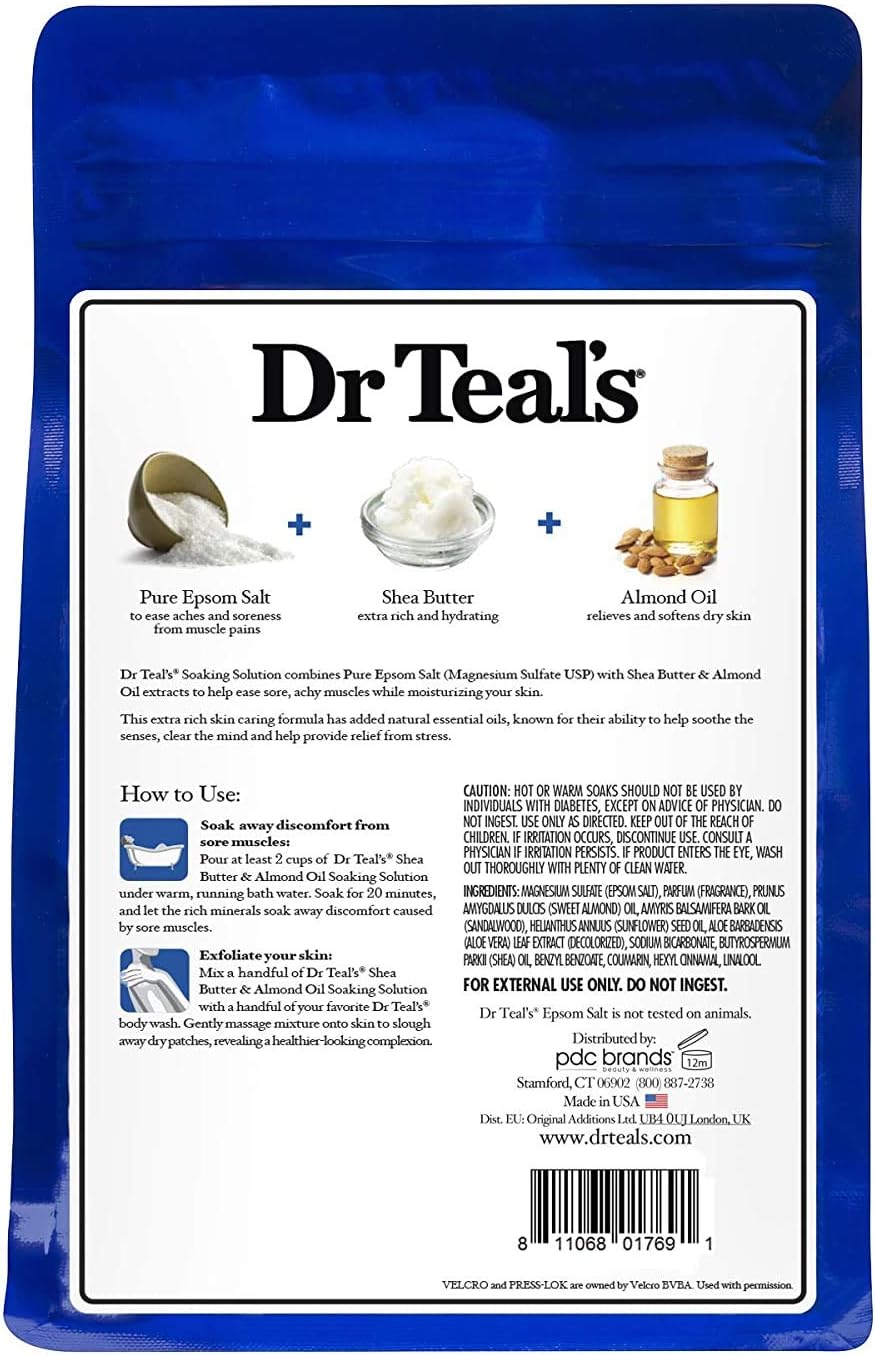 Dr Teal's Epsom Salt Bath Combo Pack (6 lbs Total), Nourish and Protect with Coconut Oil, and Soften & Moisturize with Shea Butter & Almond Oil
