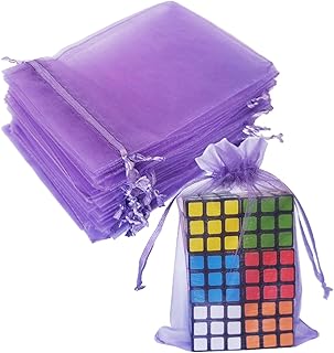 100 Piece Gift Organza Bags Lilac Drawstring 4x6 inch for Baby Shower,Christmas,Wedding,Party Favors,Bridal Shower,Birthday,Sheer Fabric Mesh Clear Wrap Sachet for Jewelry,Candy,Dried Lavender Flowers