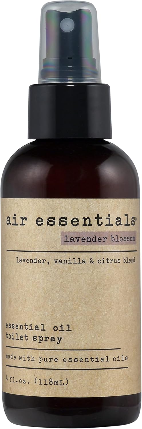 Air Essentials 4 oz Essential Oil Toilet Spray - Eliminate Bathroom & Toilet Odors with Pure Essential Oils - Air Freshener Made with Clean Plant-Derived Ingredients (Lavender Blossom)