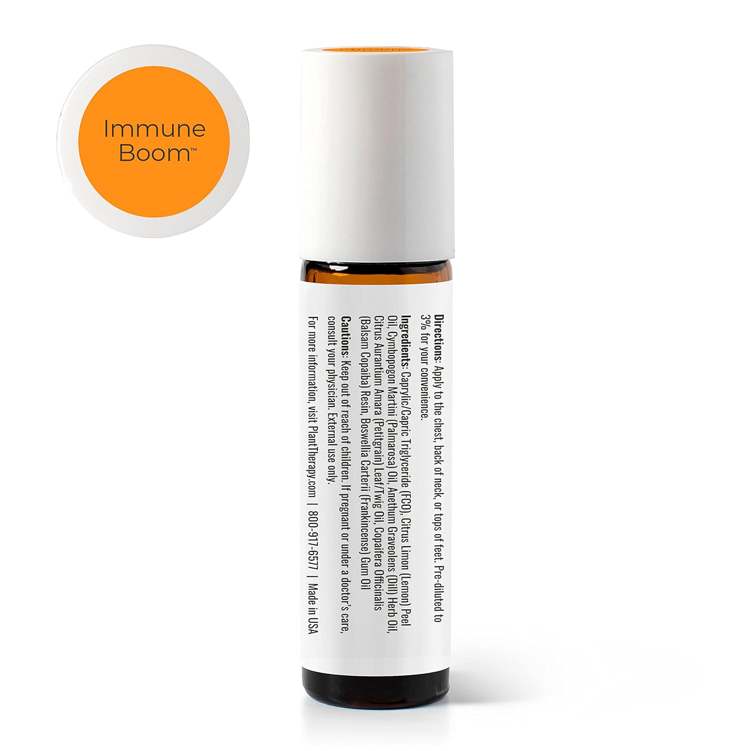 Plant Therapy Immune Boom KidSafe Essential Oil Blend Pre-Diluted Roll-On 10 mL (1/3 oz) Ready to Use, Made with Pure Essential Oils and Fractionated Coconut Oil