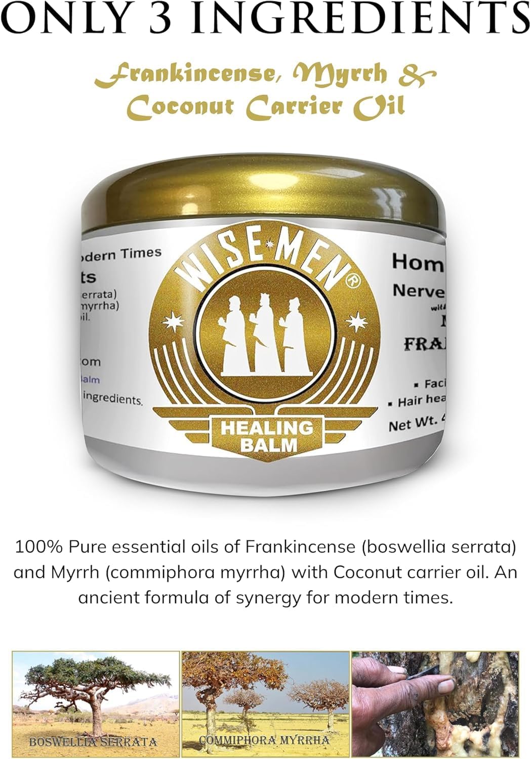 Wise Men Healing Balm with Myrrh and Frankincense Essential Oils for Soothing Nerve Relief Massage