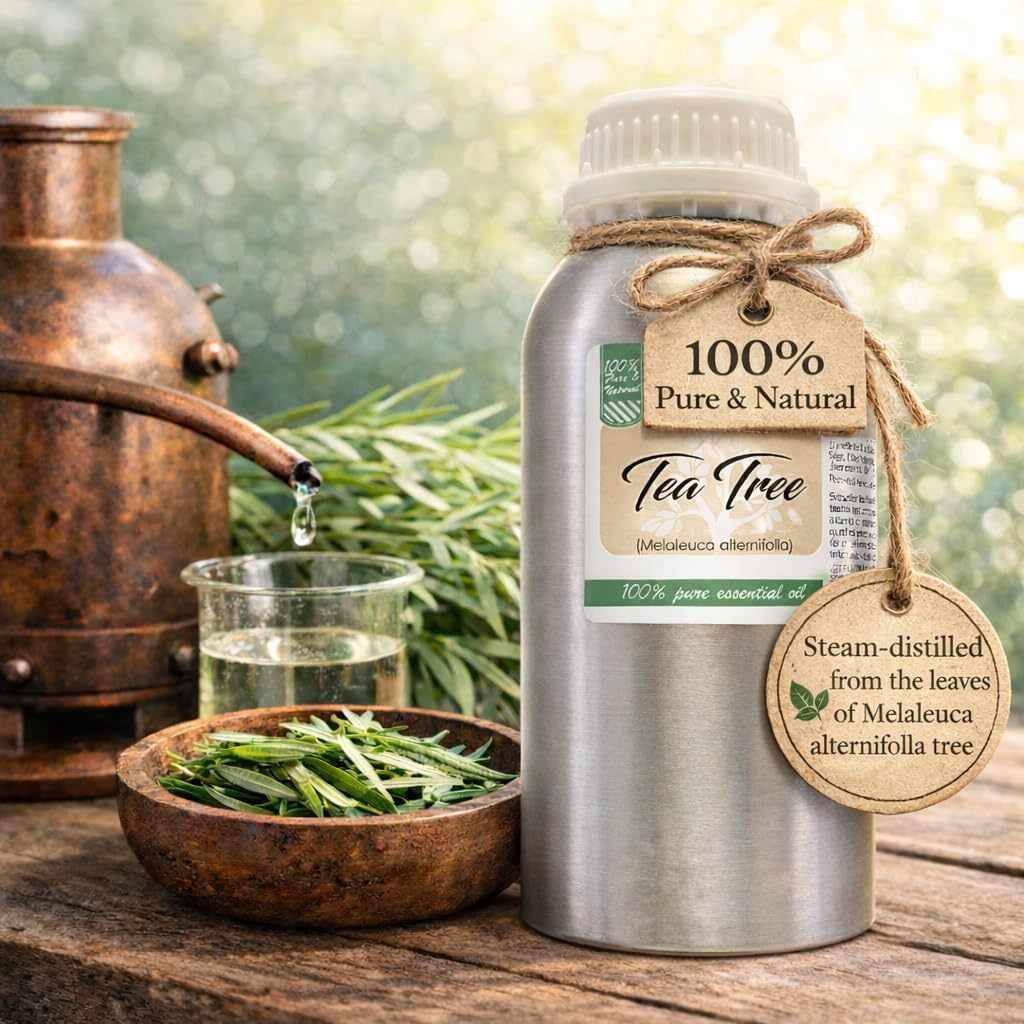 GreenHealth - 16 fl oz Tea Tree Essential Oil (100% Pure & Natural), Aluminum Bottle, Uncut