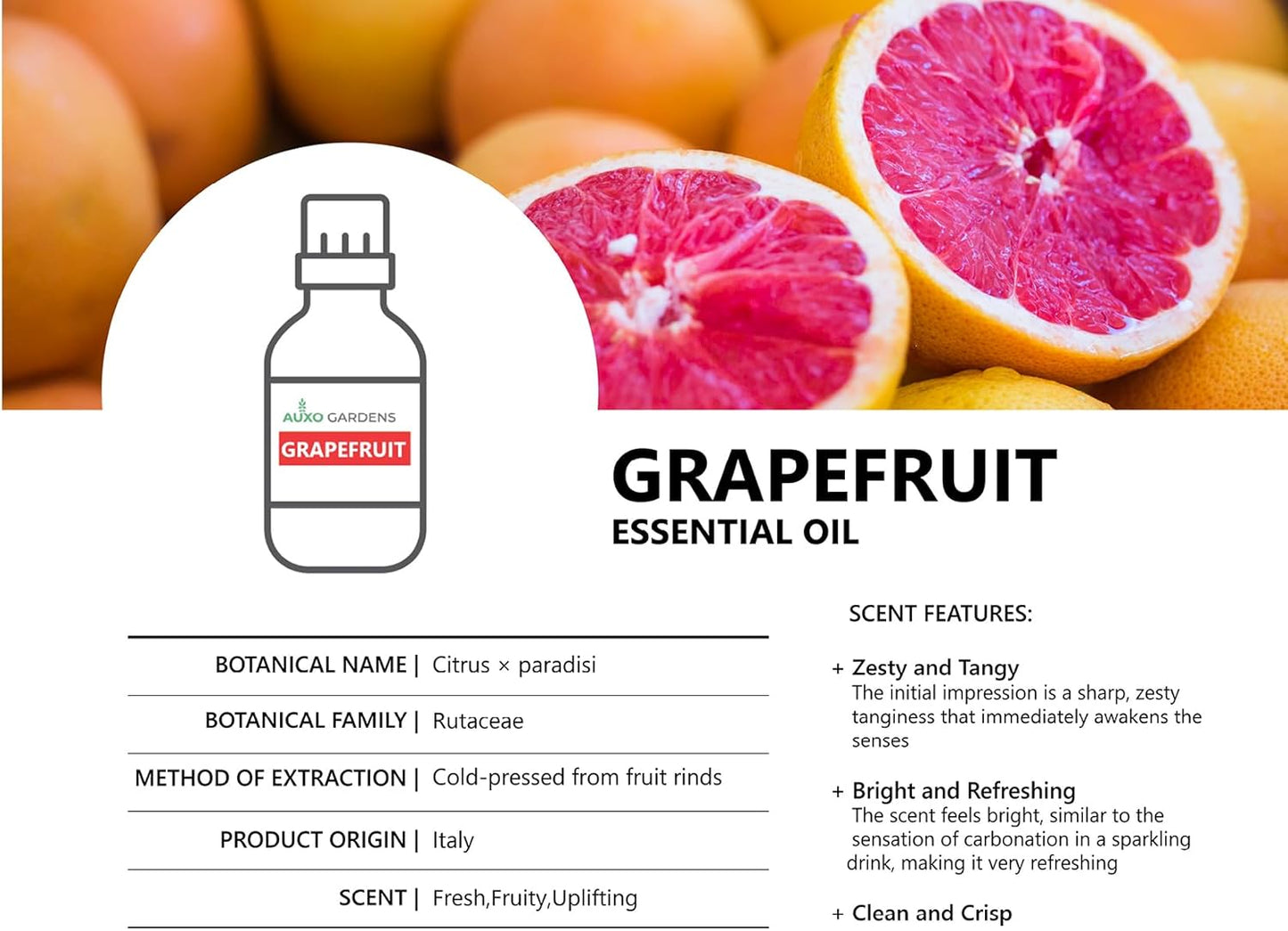 Grapefruit Essential Oil 1 oz (30ml) - 100% Pure and Undiluted Therapeutic Grade Italian Grapefruit Oil