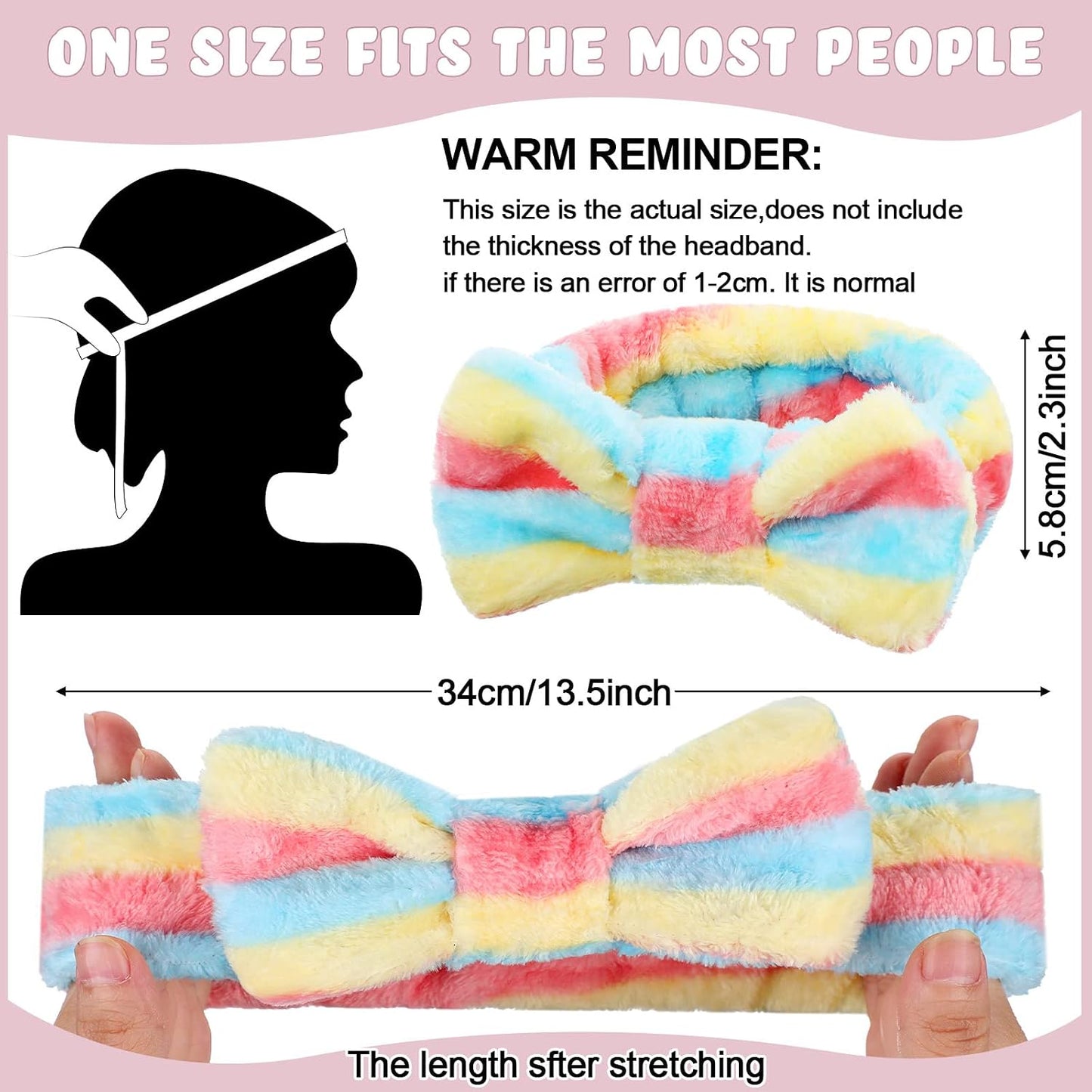WILLBOND 24 Pieces Spa Headband Bulk Skincare Headbands Face Wash Makeup Hairband Bow Facial Washing Face Head Wraps Adjustable Soft Flannel Towel for Women Shower (Stylish)