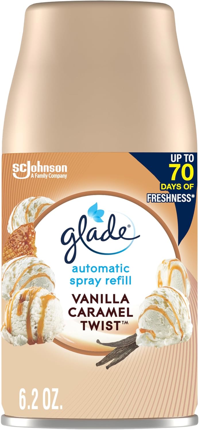 Glade Automatic Spray Refill, Air Freshener for Home and Bathroom, Vanilla Caramel Twist, 6.2 Oz