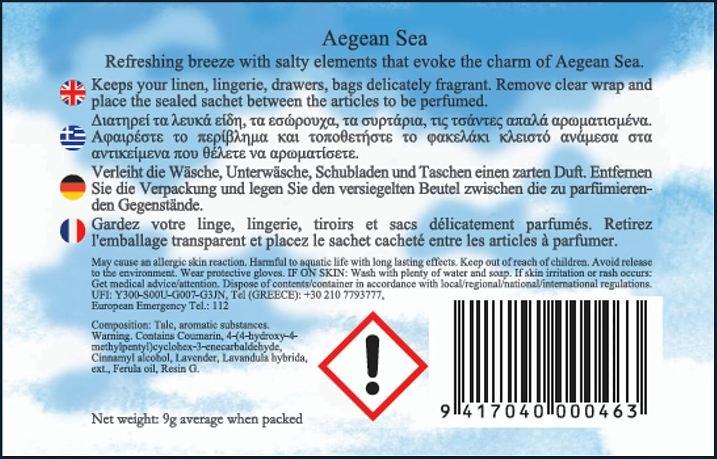 Good Life Aegean Sea Scented Sachets | Designed in New Zealand | 12 Sachets