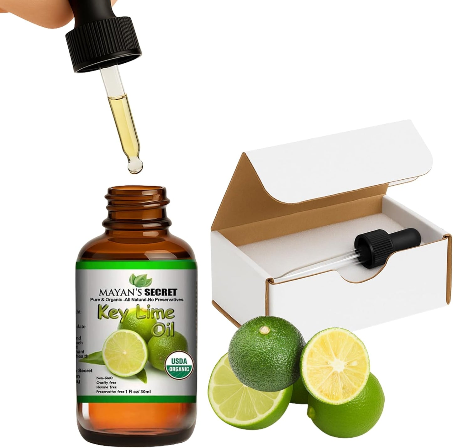 Mayan’s Secret USDA Certified Organic Key Lime Essential Oil for Diffuser & Reed Diffusers (100% Pure & Natural - UNDILUTED) 1oz Bottle