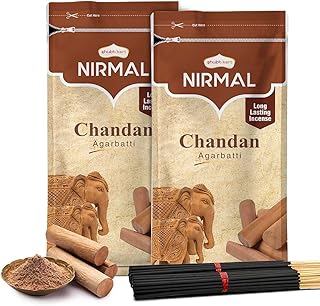 Shubhkart Nirmal Sandalwood Incense Sticks - Pack of 2 Incense, 200 Sticks Chandan Incense Sticks | Premium Long Lasting Fragnance