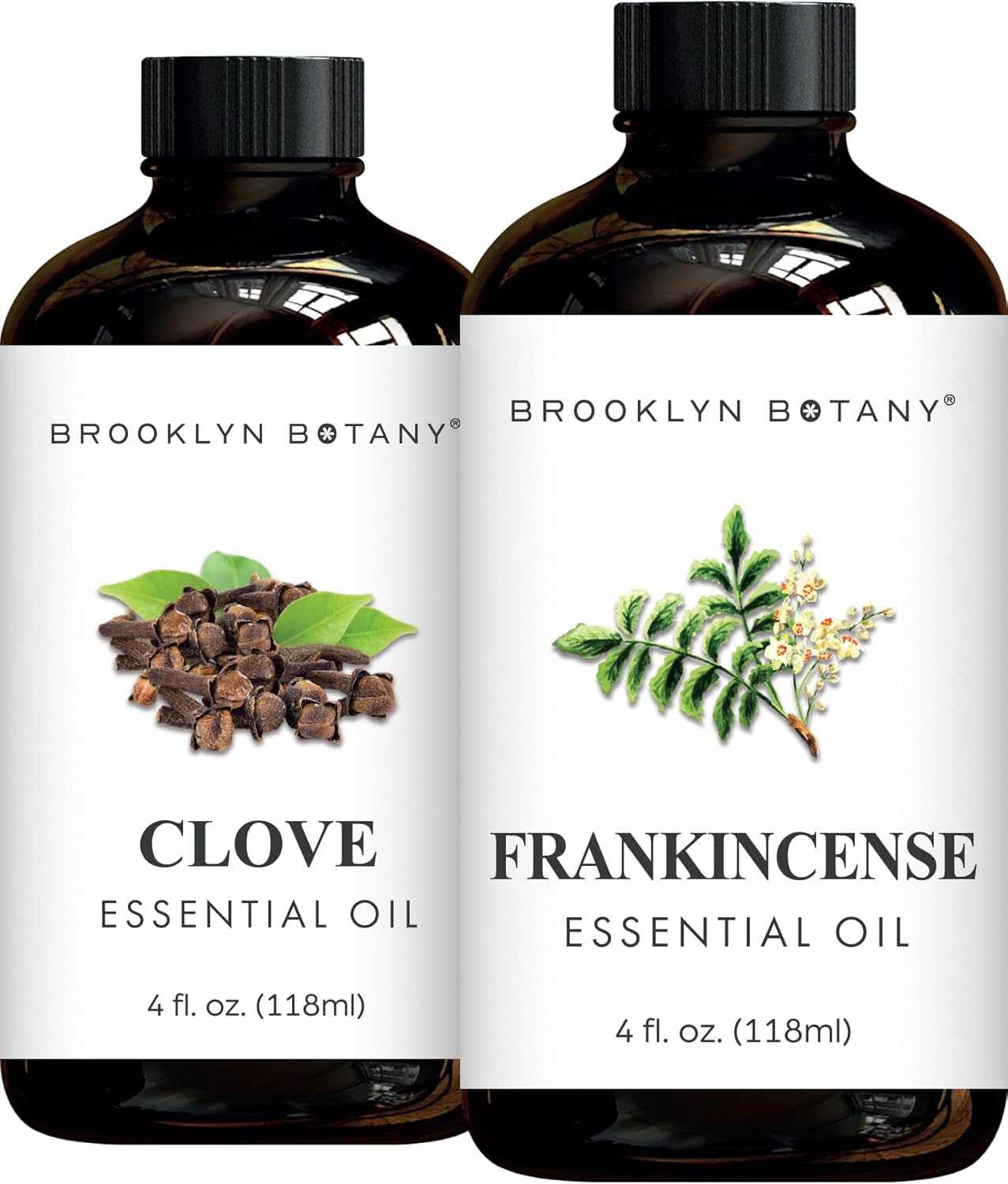 Brooklyn Botany Clove & Frankincense Essential Oils – 4 Fl Oz (Pack of 2) – 100% Pure & Natural – Comforting & Grounding Aromatherapy Blend