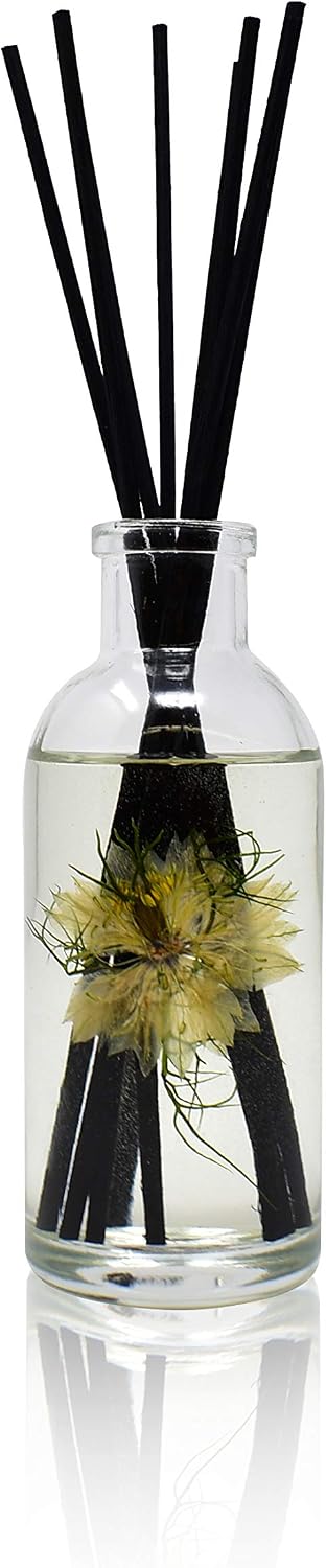 Urban Naturals Tobacco & Vanilla Reed Diffuser Scented Sticks Set | Tobacco Leaf, Bergamot, Vetiver, Bourbon and Vanilla Bean Scented Oils | Decorated with Natural Flowers | Made in the USA