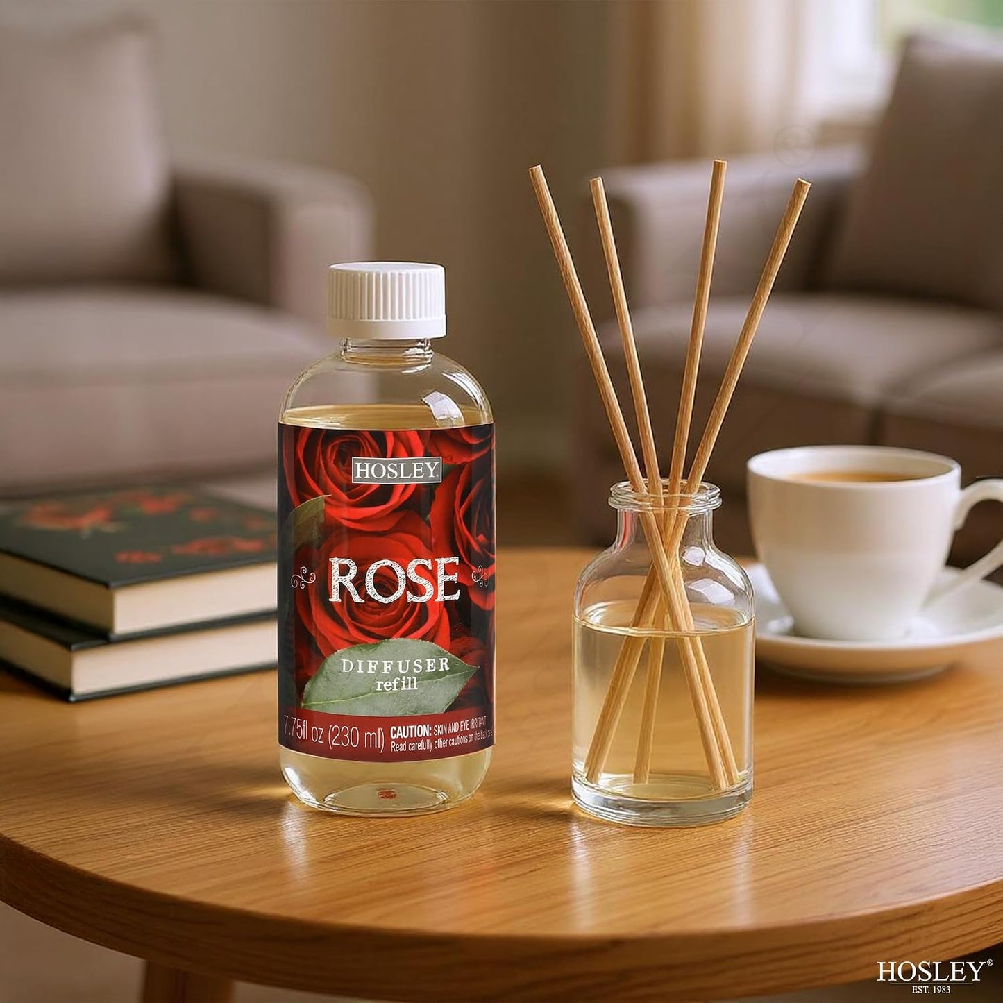 Hosley Set of 2 Premium Rose Diffuser Refills Oil 230 Milliliters Each Ideal Gift for Weddings Spa Reiki Meditation Settings